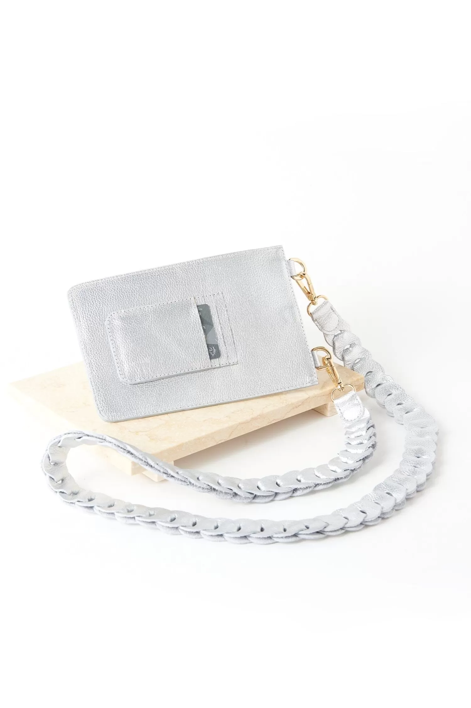 Best Adelina Mobile Phone Holder Silver Soft Leather Mobile Phone Straps & Holders | Cross Body