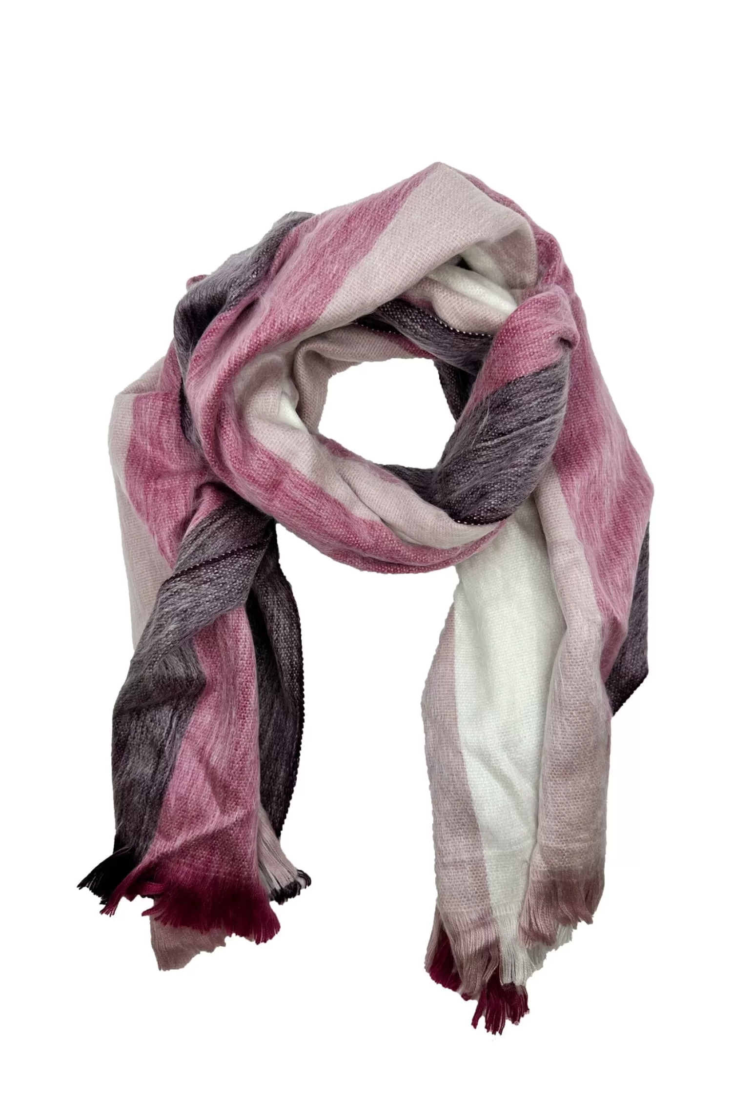 New Alpaca Wrap Striped Multi Colour Dusk Scarves