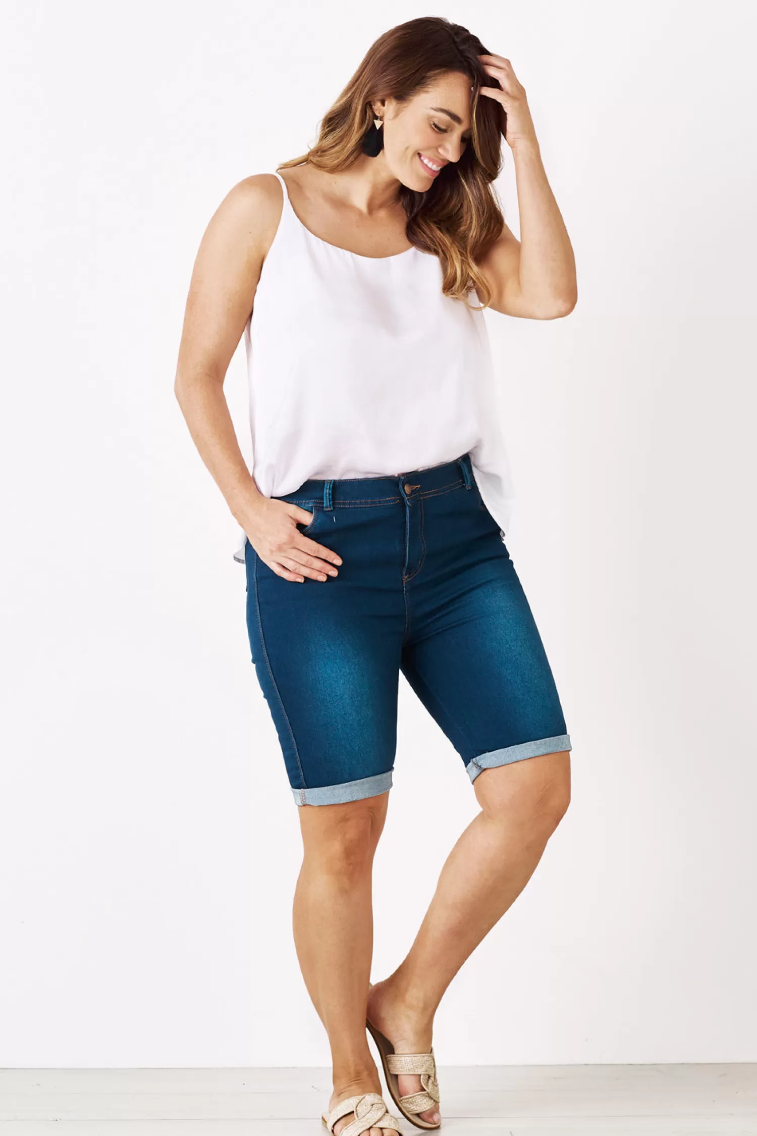 Outlet Amber Blue Denim Shorts Shorts