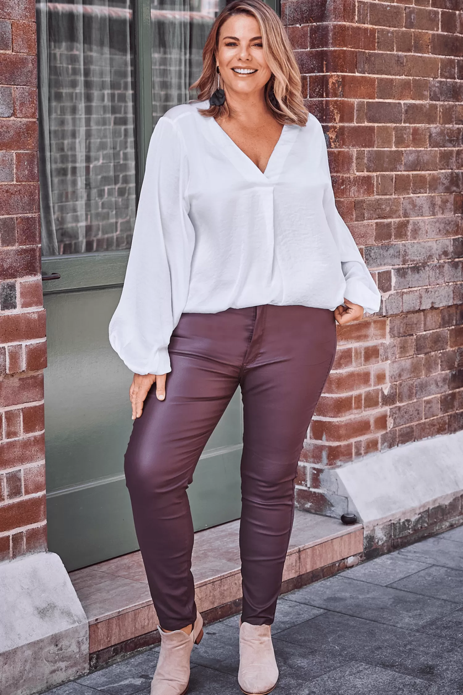 Cheap Amber Coated Skinny Jeans Burgundy Jeans