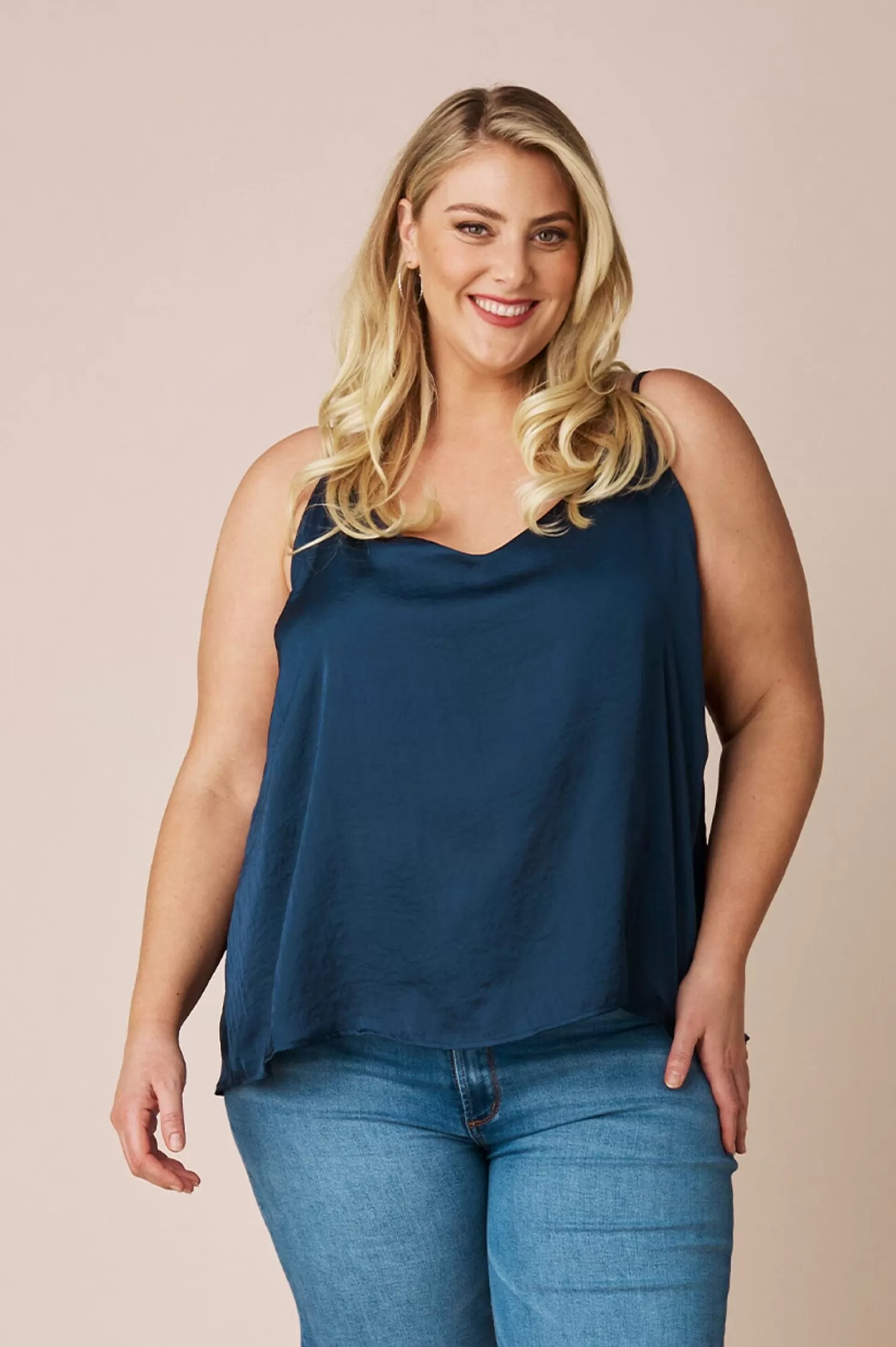 Clearance Ana Camisole Top Navy with V Neck Ana Camisole Tops | Short Sleeve