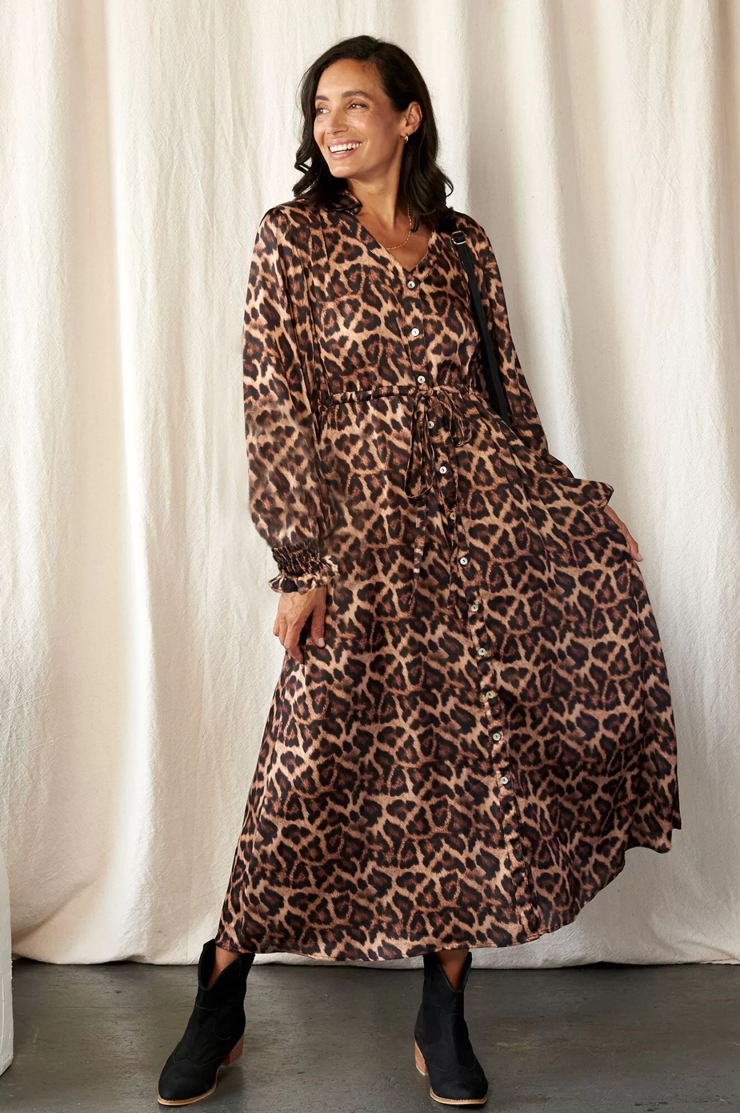 Store Anika Animal Print Dress Long Sleeve