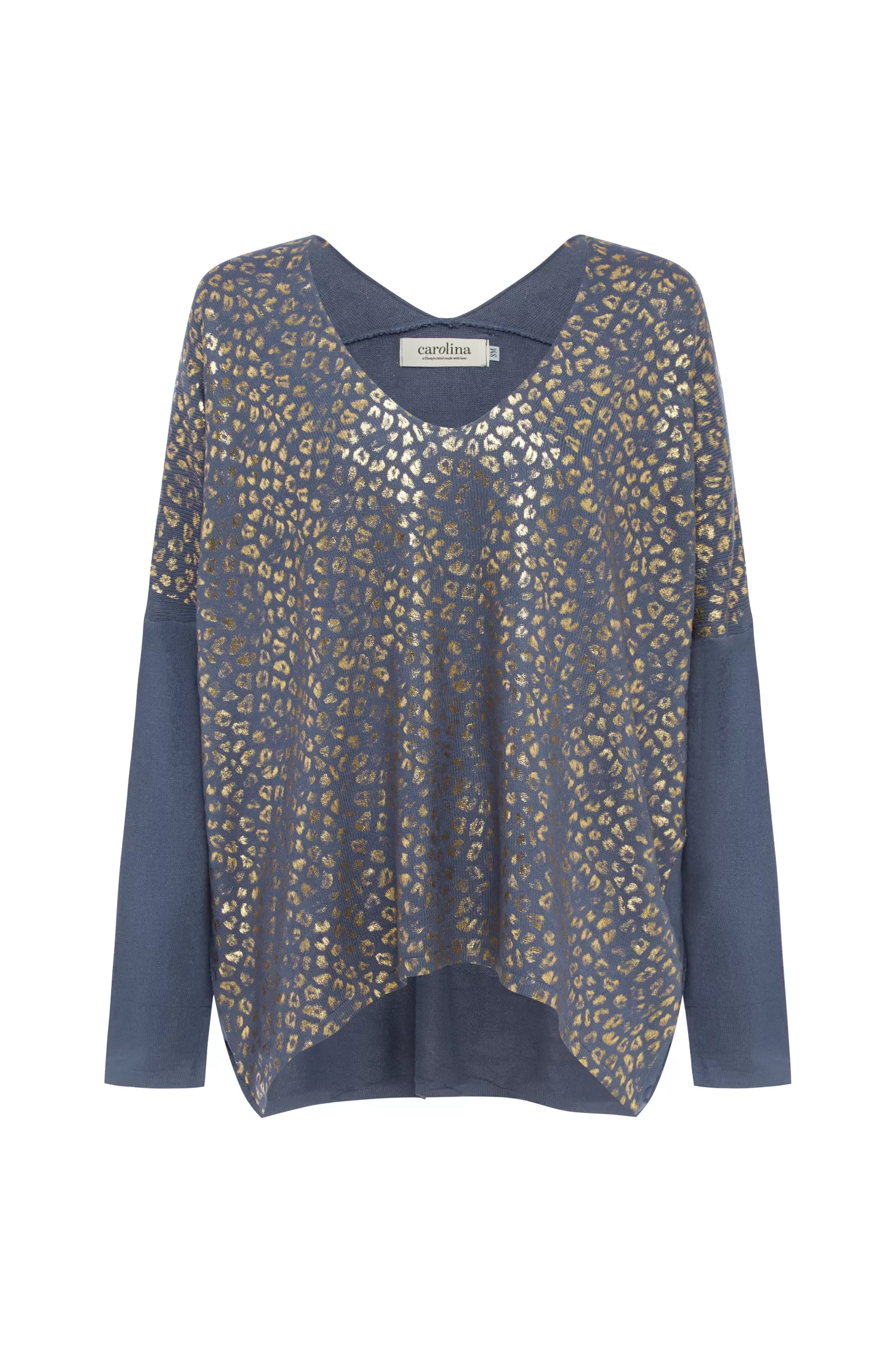 Hot Araya Animal Print Jumper Blue Knitwear