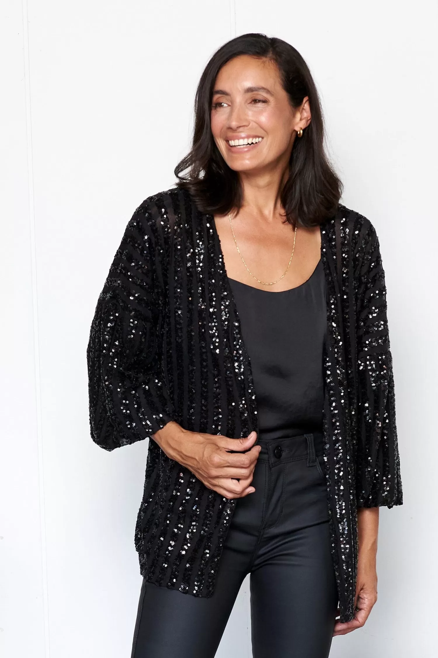 Discount Aria Cape Black with Sequins Capes & Kaftans