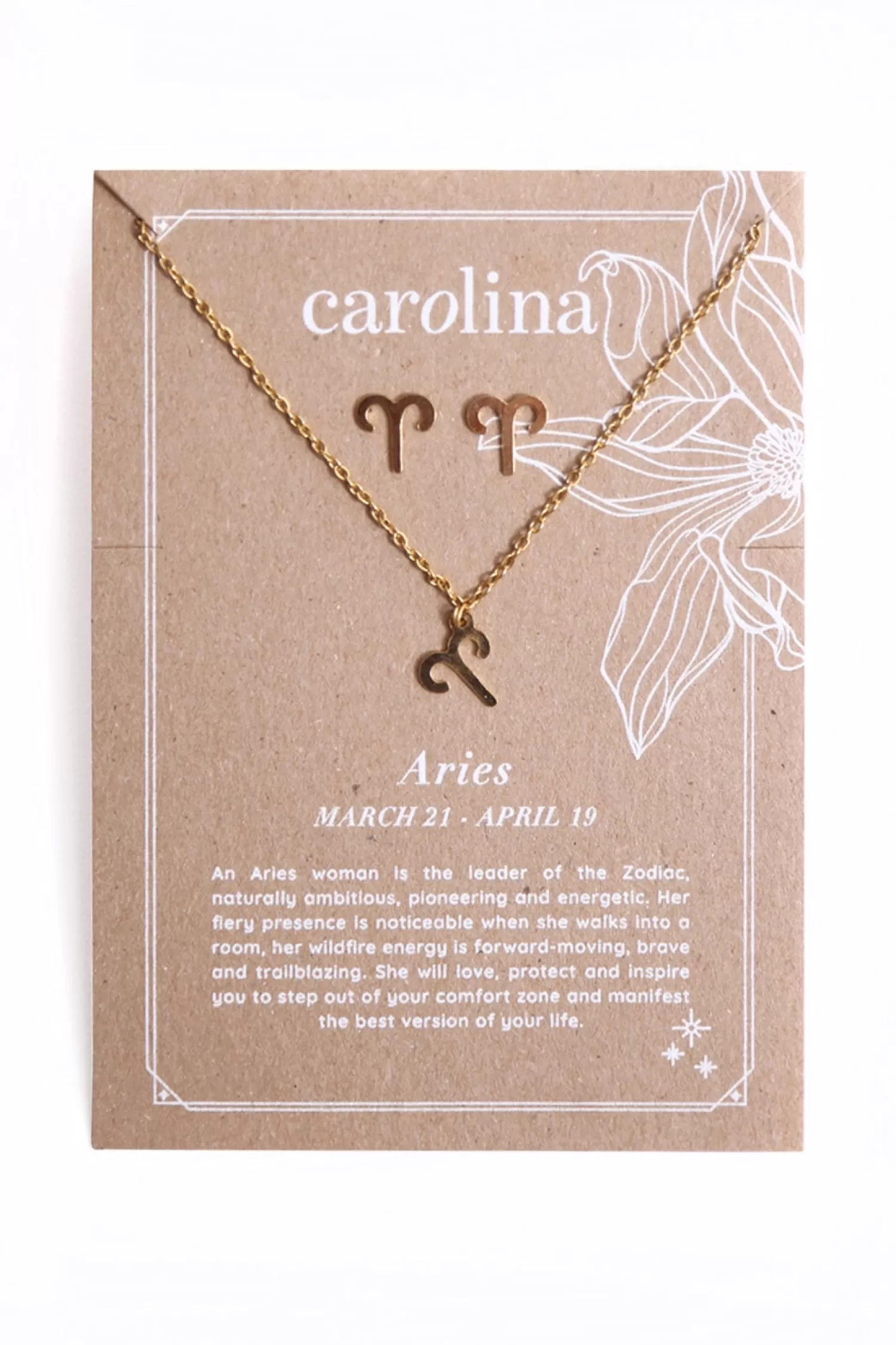 Online Aries Zodiac Necklace & Earring Set Necklaces