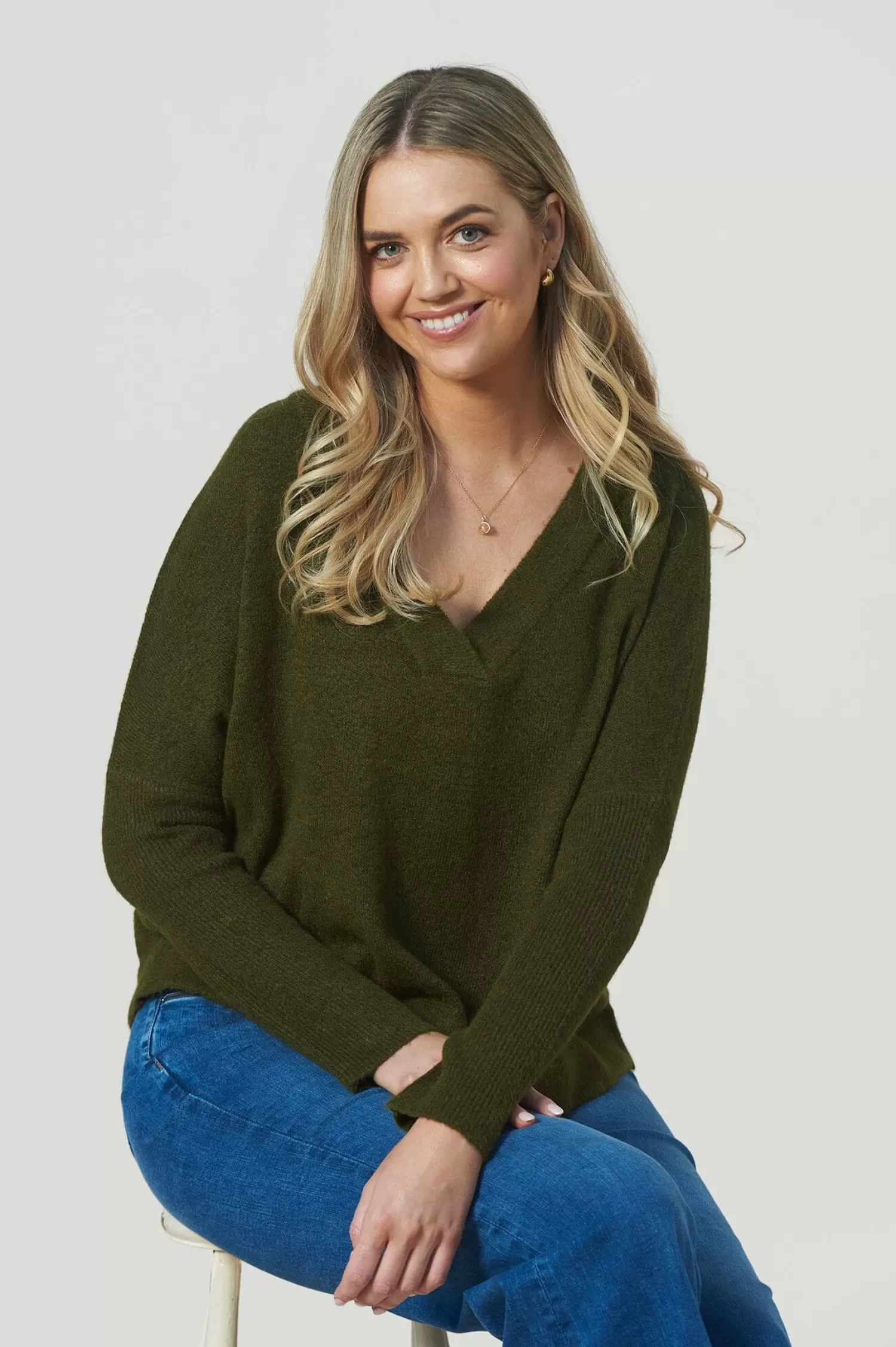 Hot Ashlee Jumper Olive Knitwear