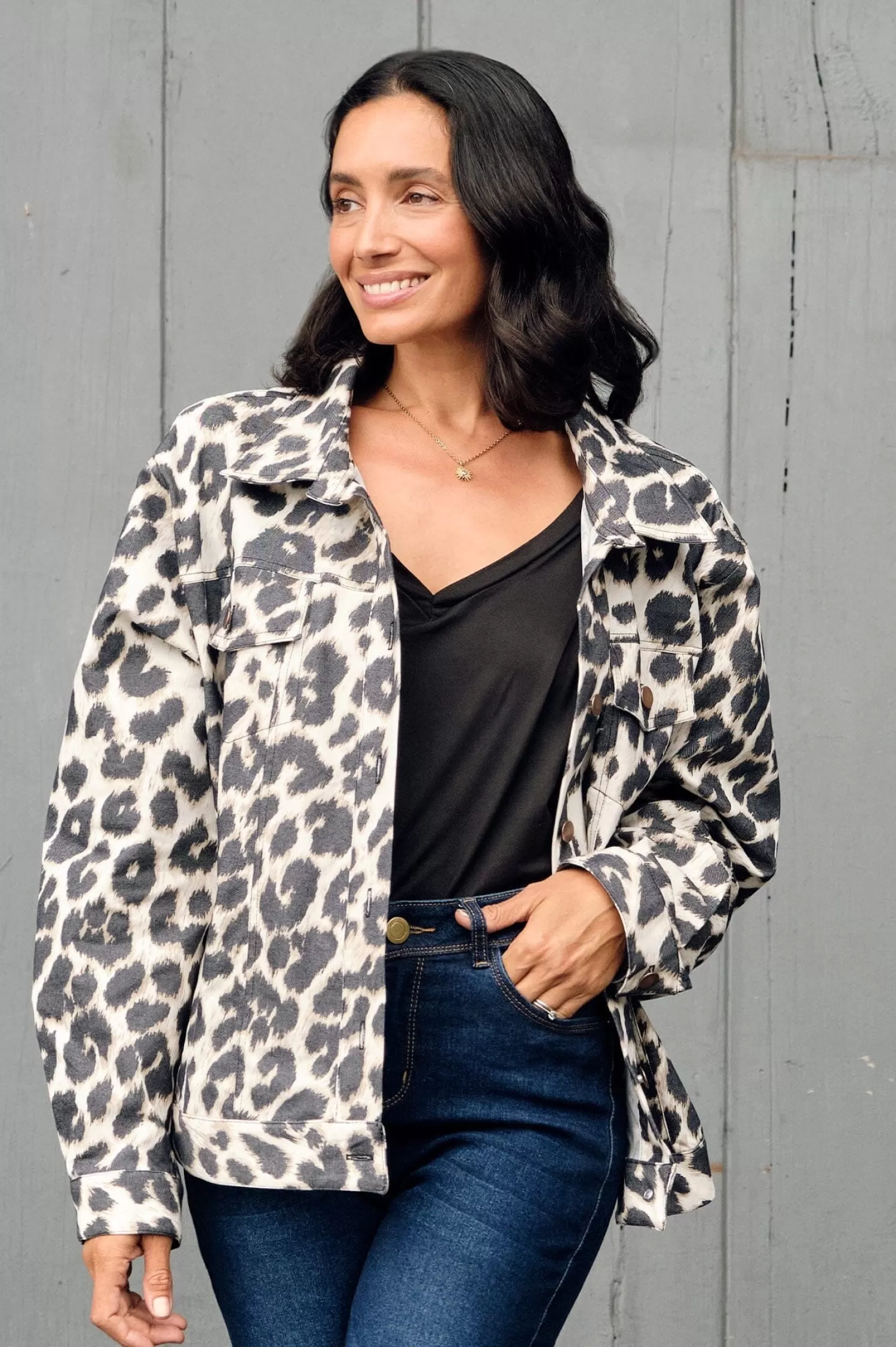 Discount Ava Animal Print Jacket Cream Jackets