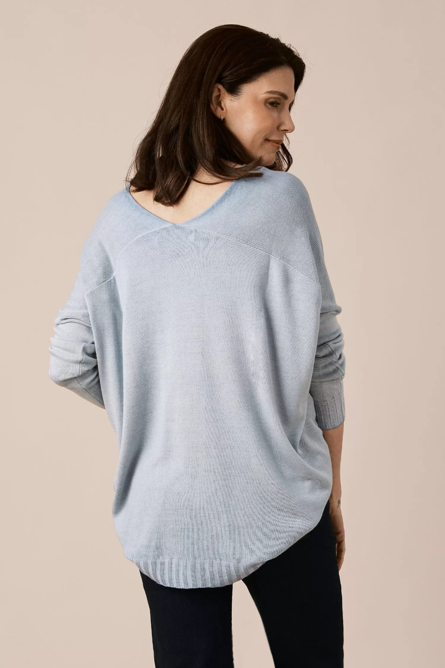 Shop Avery V-Neck Jumper Blue Knitwear