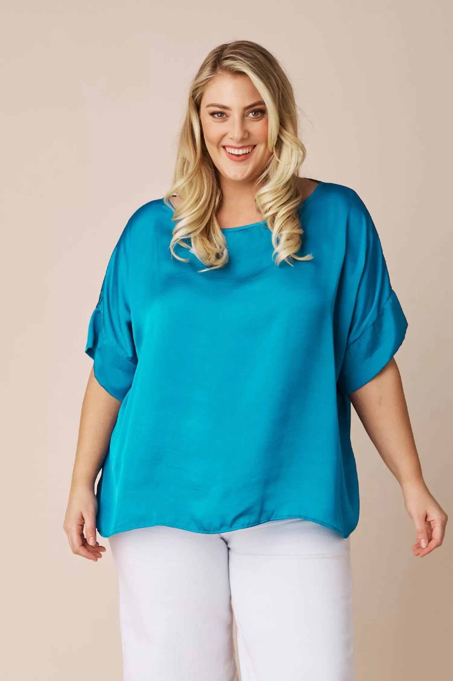 Outlet Bianca Short Sleeve Top Capri Blue Bianca Tops | Short Sleeve