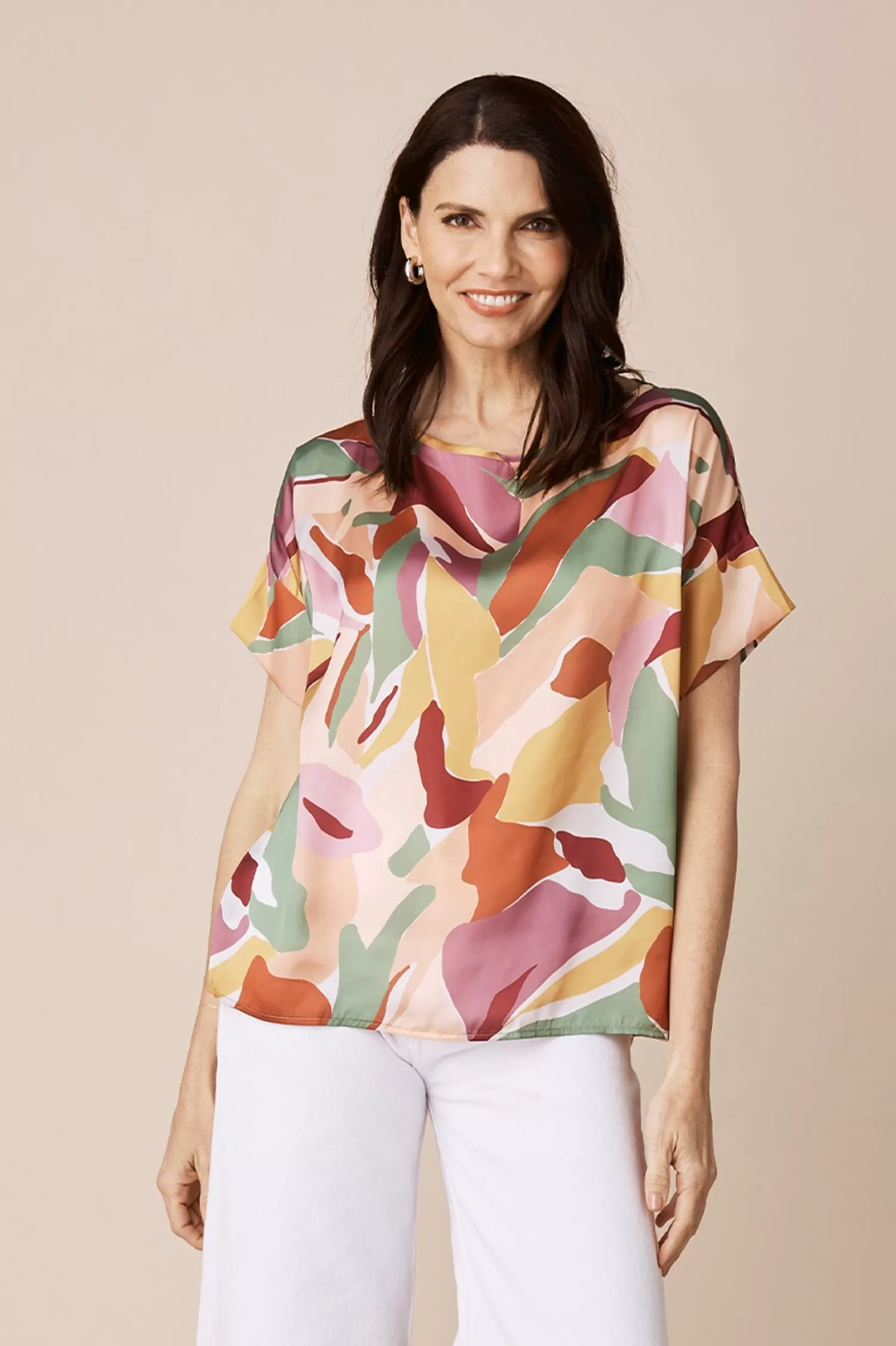 New Bianca Short Sleeve Top Delia Print Bianca Tops | Short Sleeve