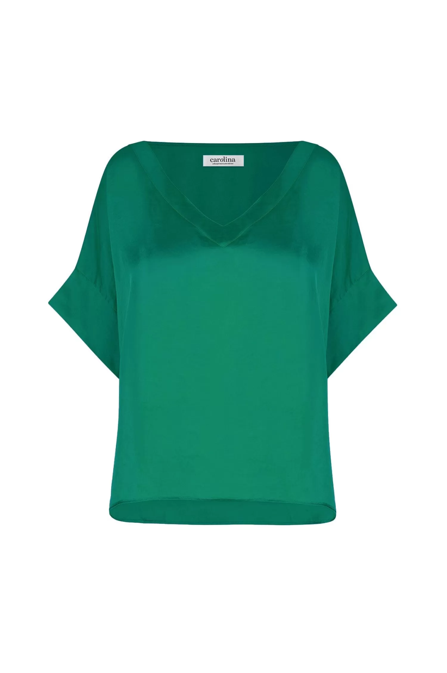 Cheap Bianca Short Sleeve Top Emerald with V Neck Bianca Tops | Short Sleeve