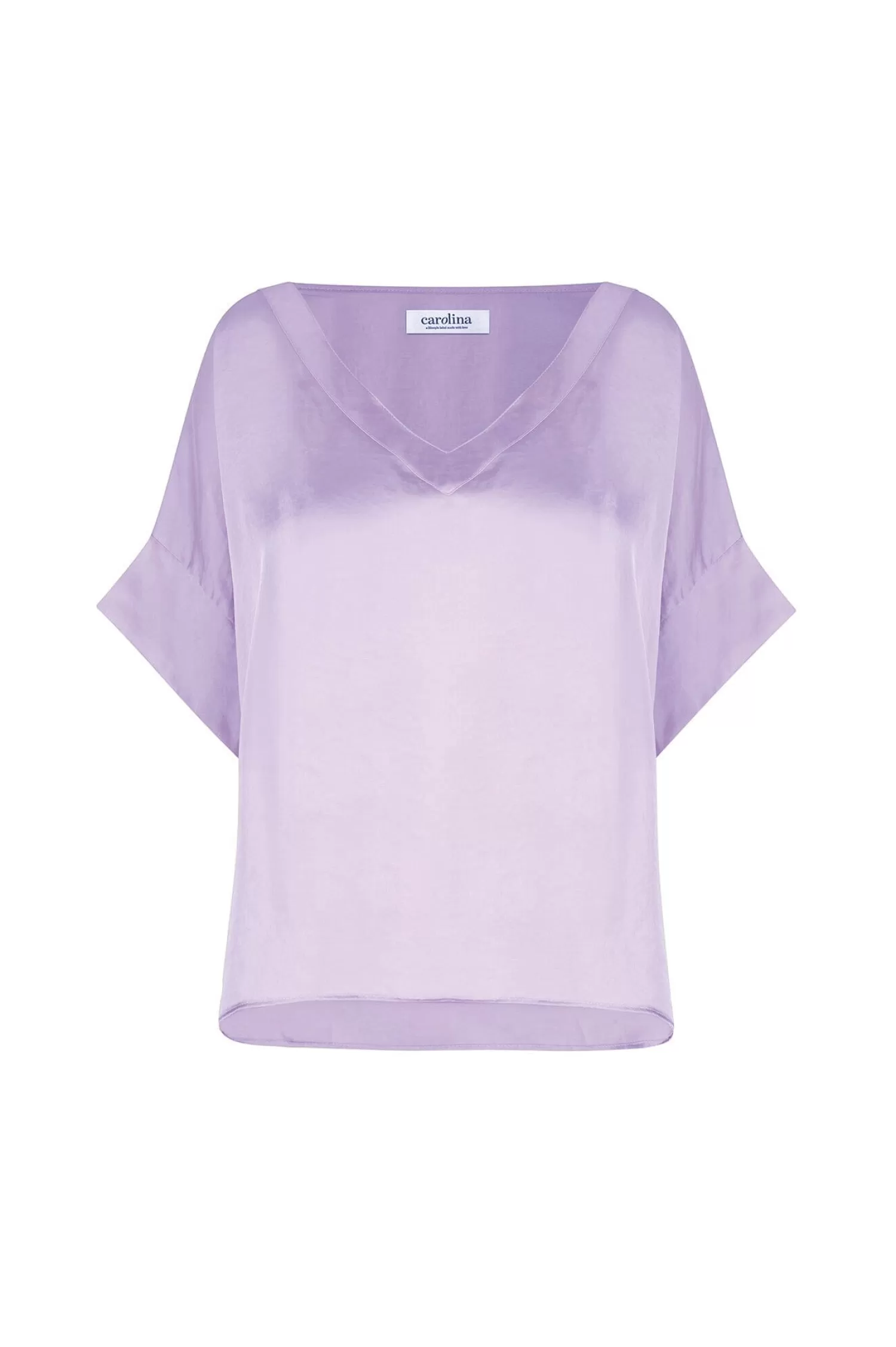 Discount Bianca Short Sleeve Top Lavender with V Neck Bianca Tops | Short Sleeve