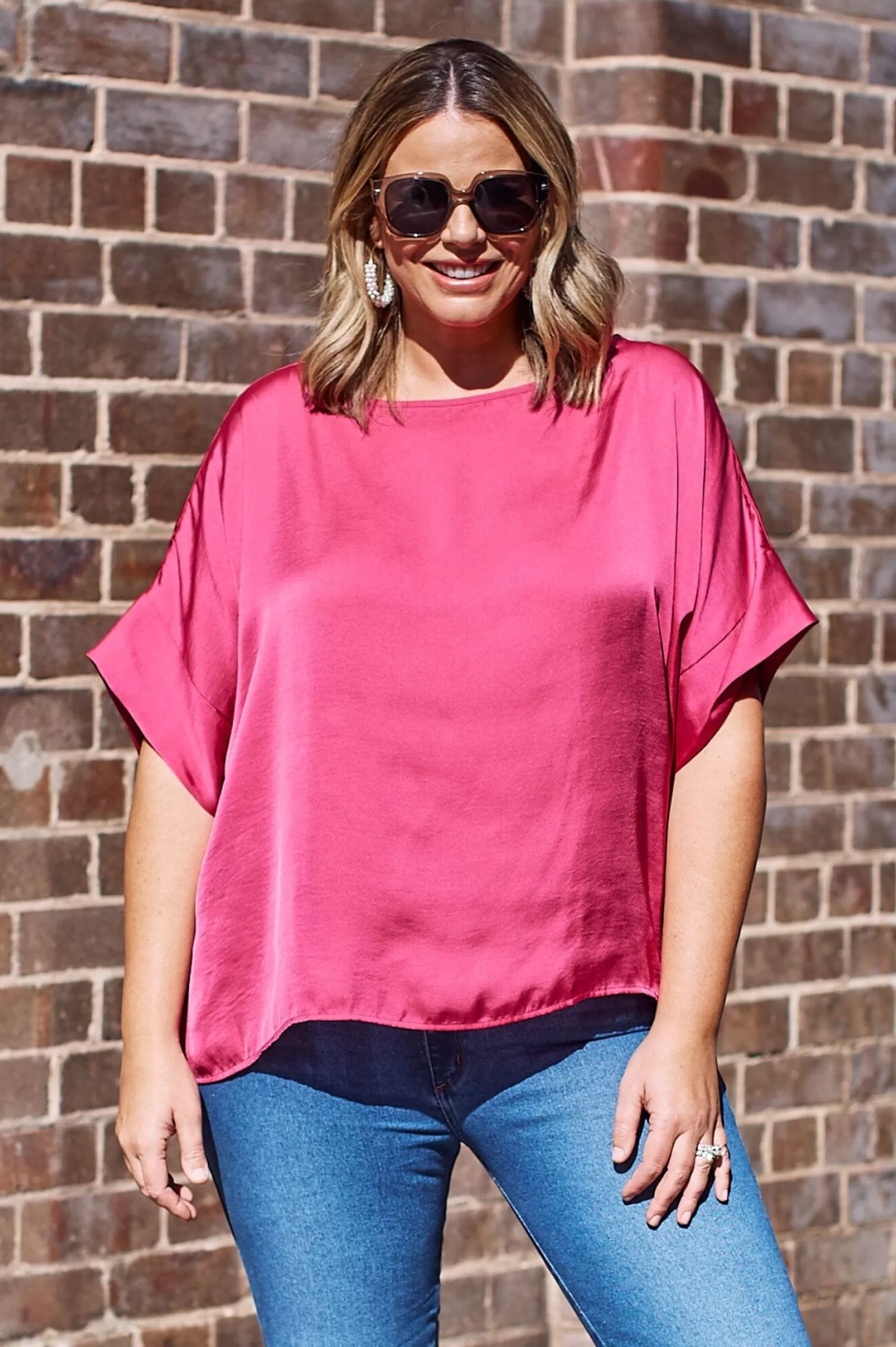 Cheap Bianca Short Sleeve Top Magenta Bianca Tops | Short Sleeve