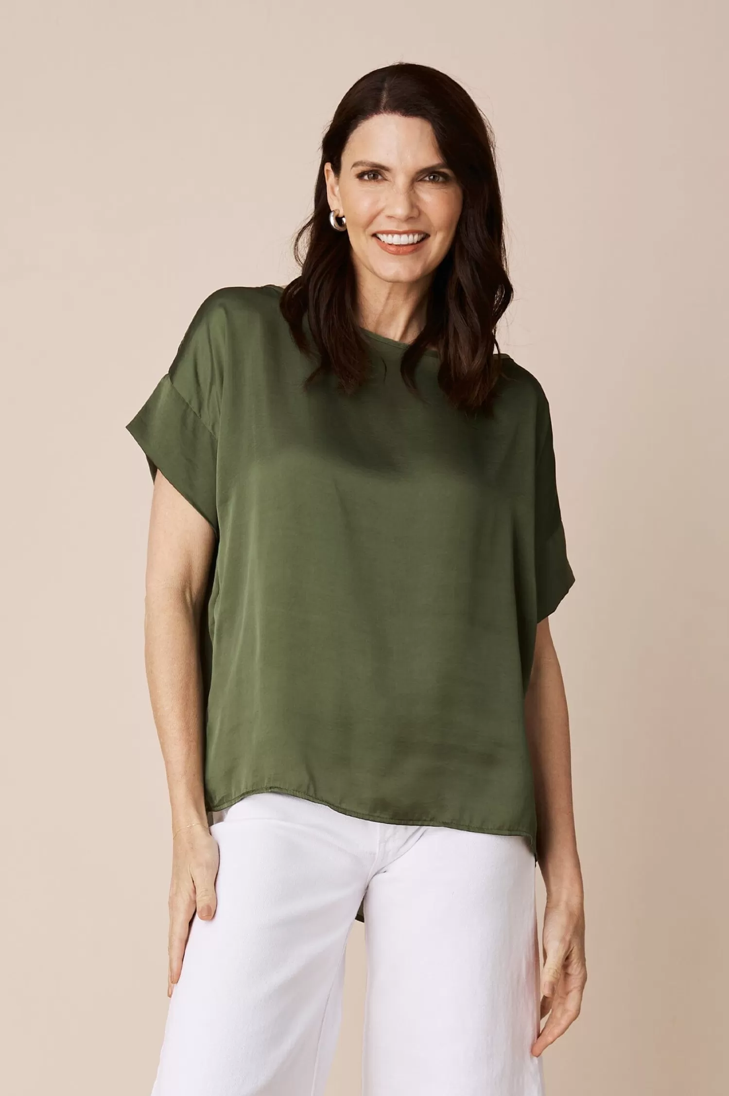 Hot Bianca Short Sleeve Top Olive Bianca Tops | Short Sleeve