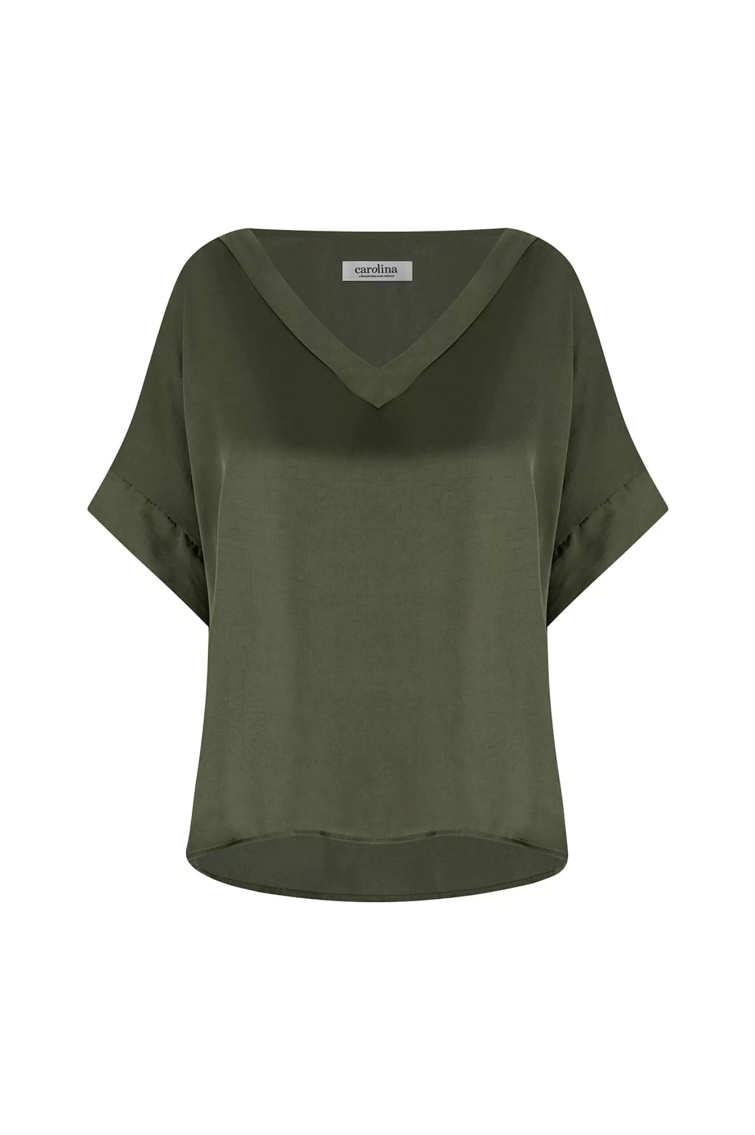 Cheap Bianca Short Sleeve Top Olive with V Neck Bianca Tops | Short Sleeve