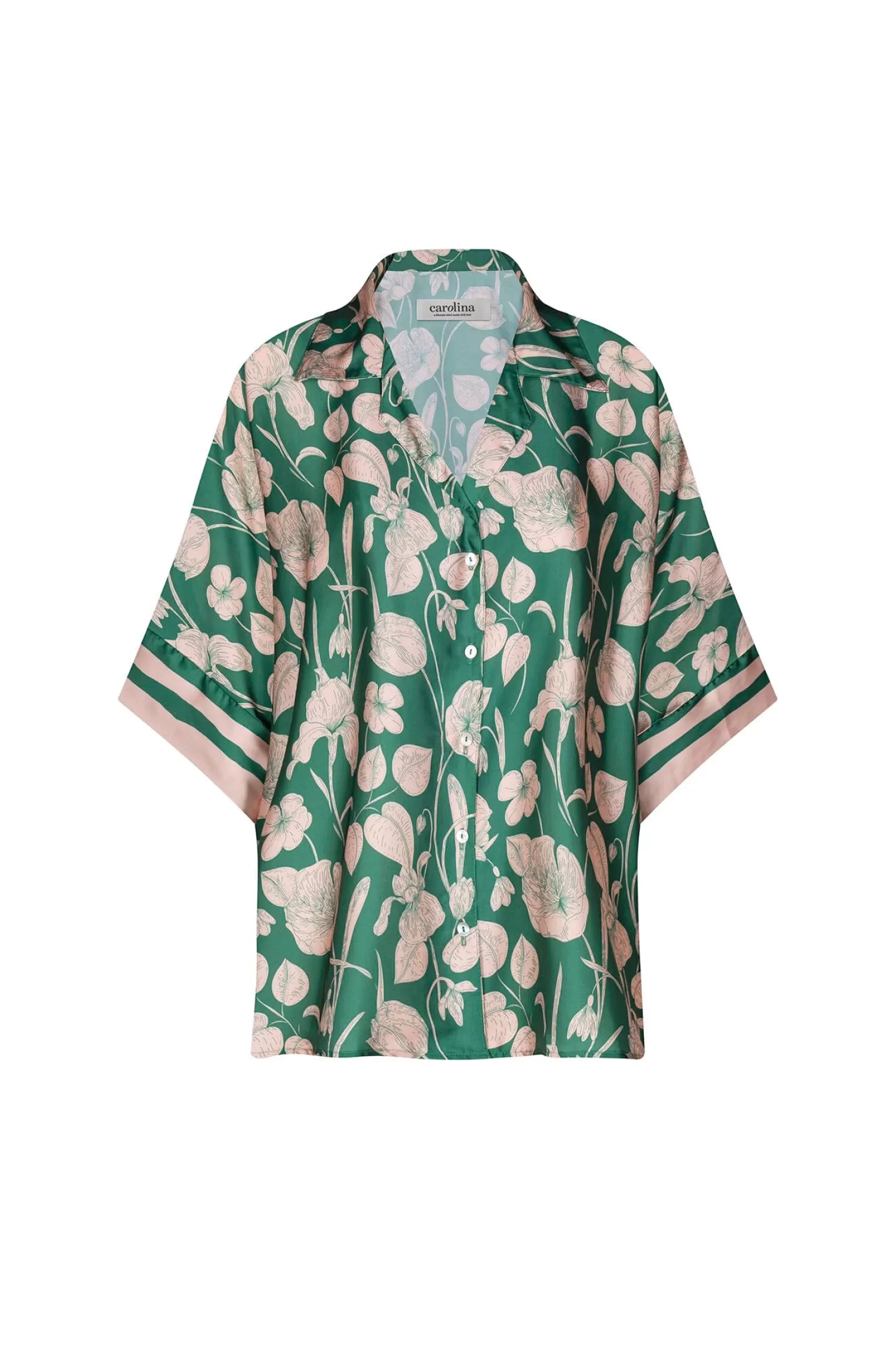 Outlet Bridgett Short Sleeve Collared Shirt Emerald Short Sleeve