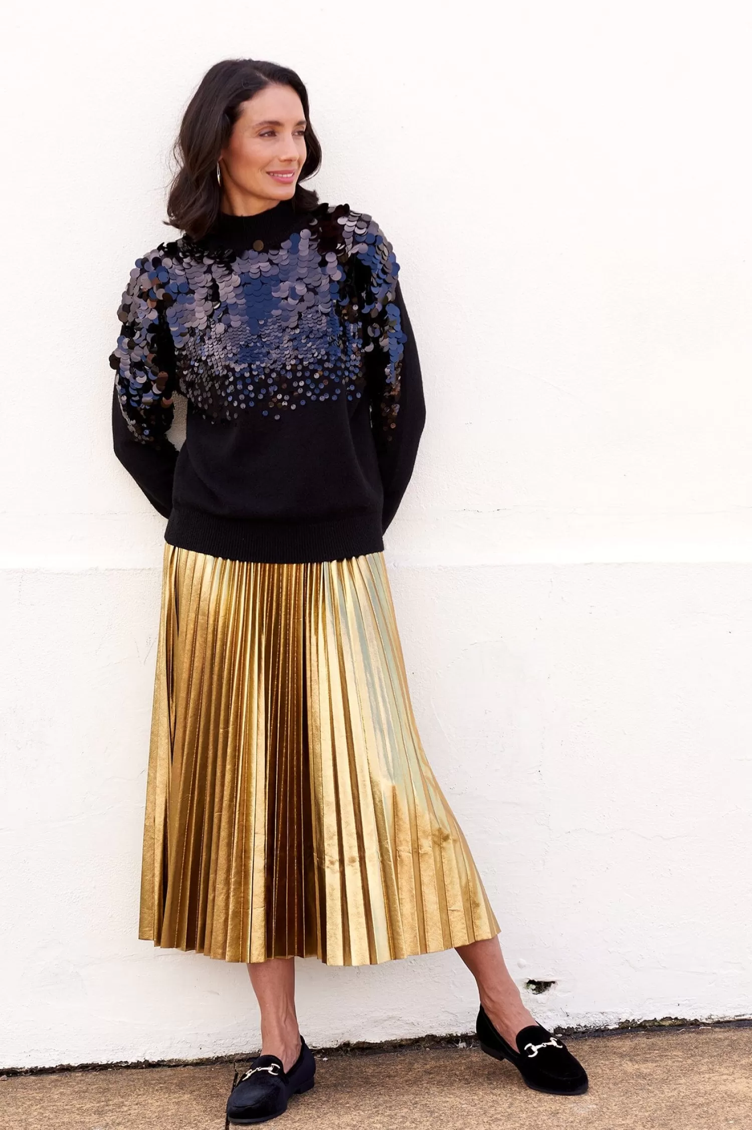 Outlet Caitlin Pleated Skirt Gold Skirts