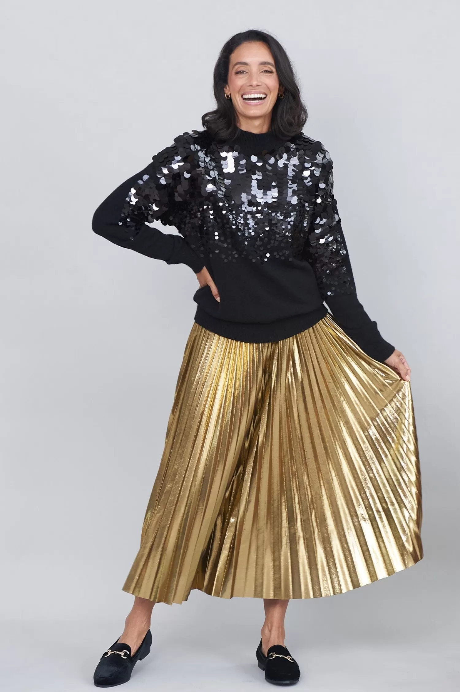 Outlet Caitlin Pleated Skirt Gold Skirts