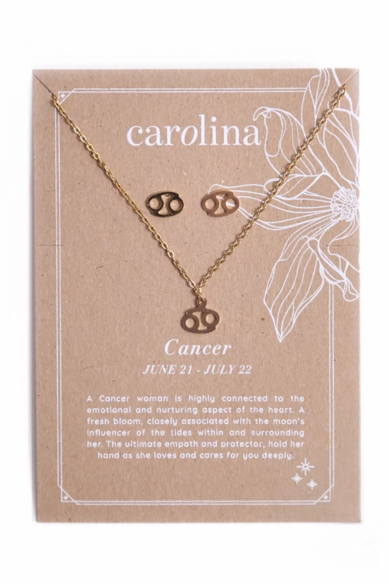 New Cancer Zodiac Necklace & Earring Set Necklaces