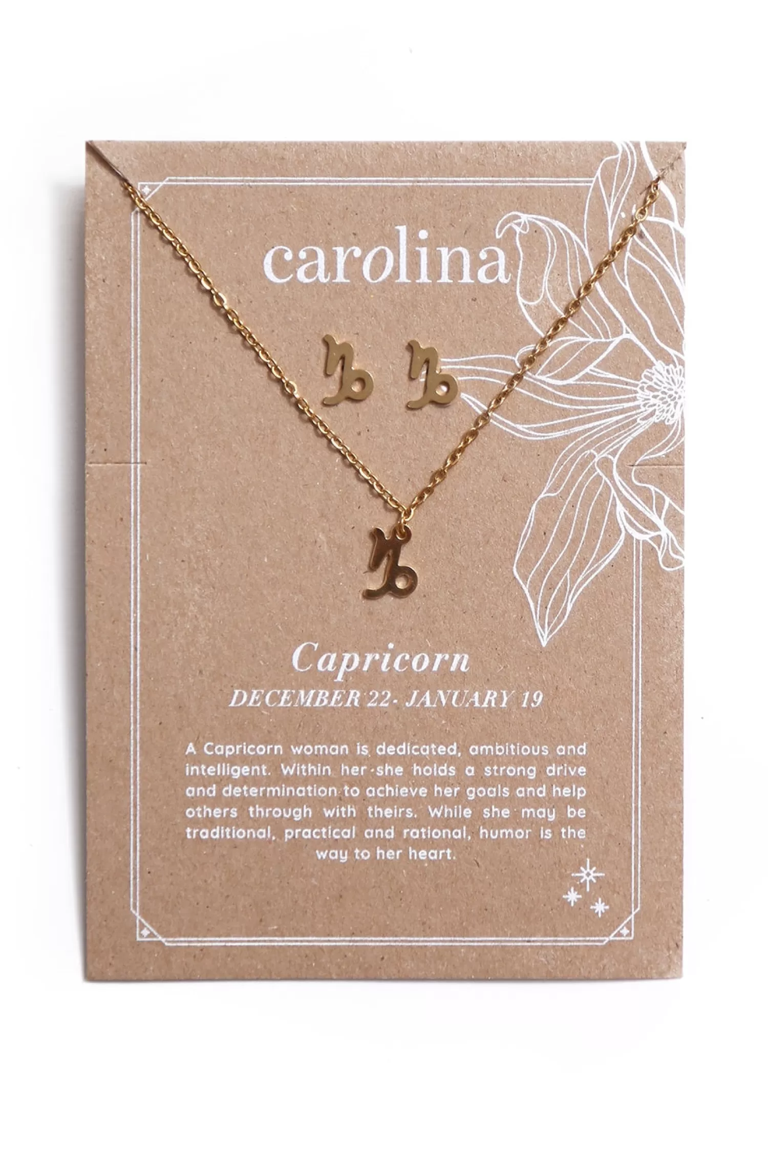 Store Capricorn Zodiac Necklace & Earring Set Necklaces