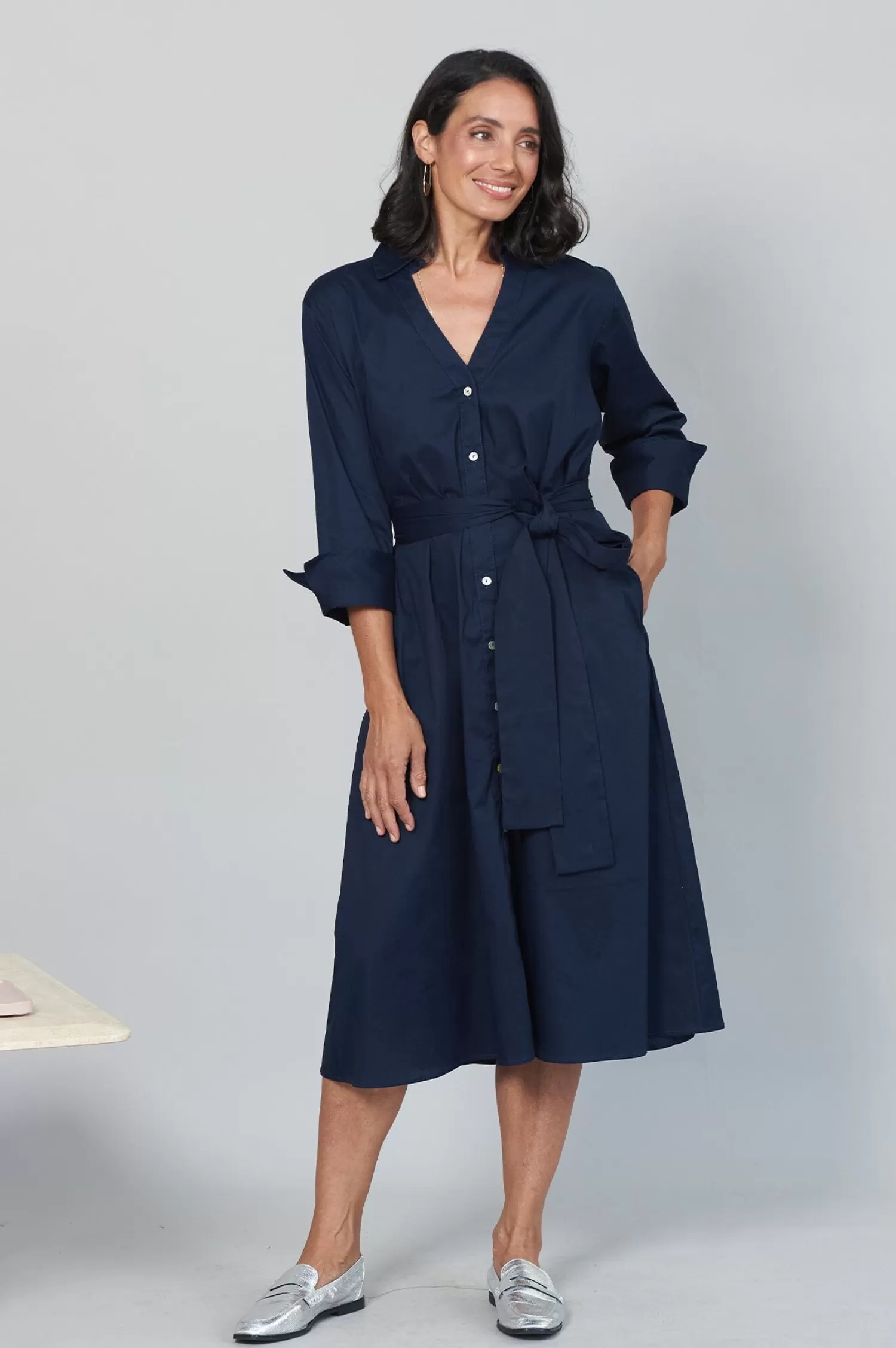 Hot Celia Dress Navy Long Sleeve | Short Sleeve