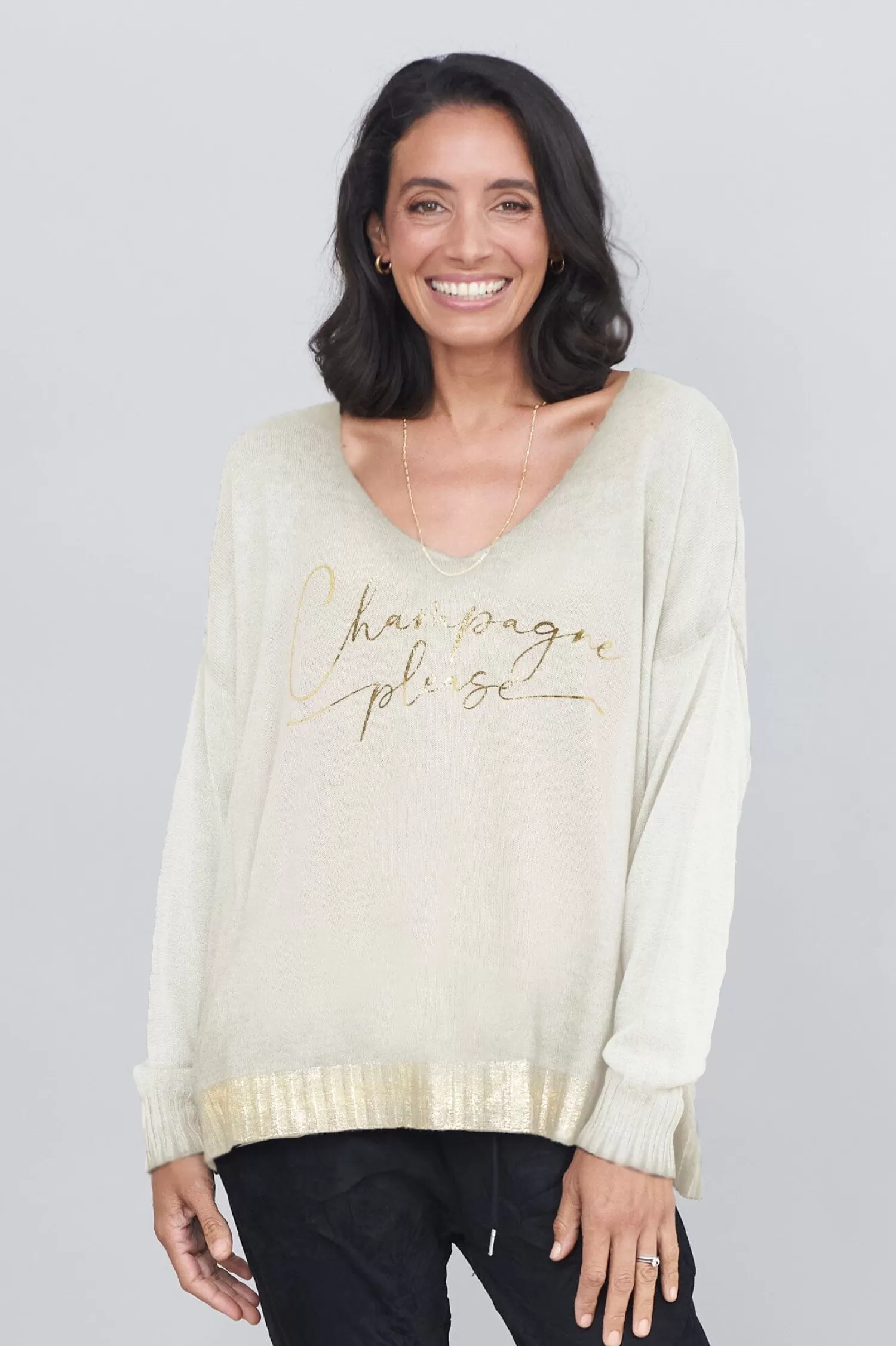 Outlet Champagne Please Jumper Ivory Knitwear