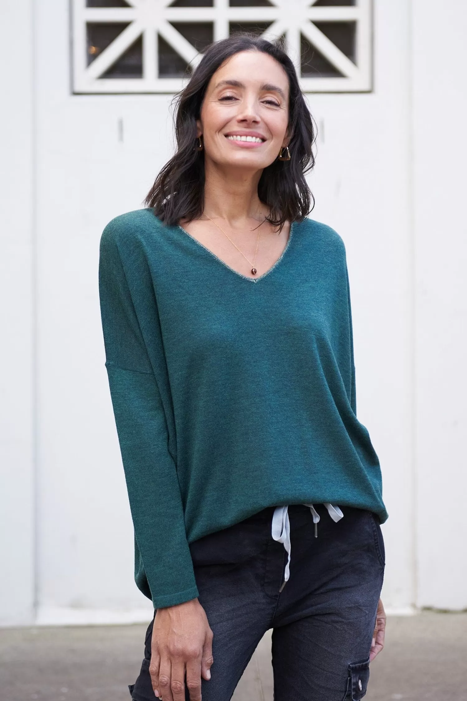 Outlet Christina Fine Knit Jumper Forest Green Knitwear