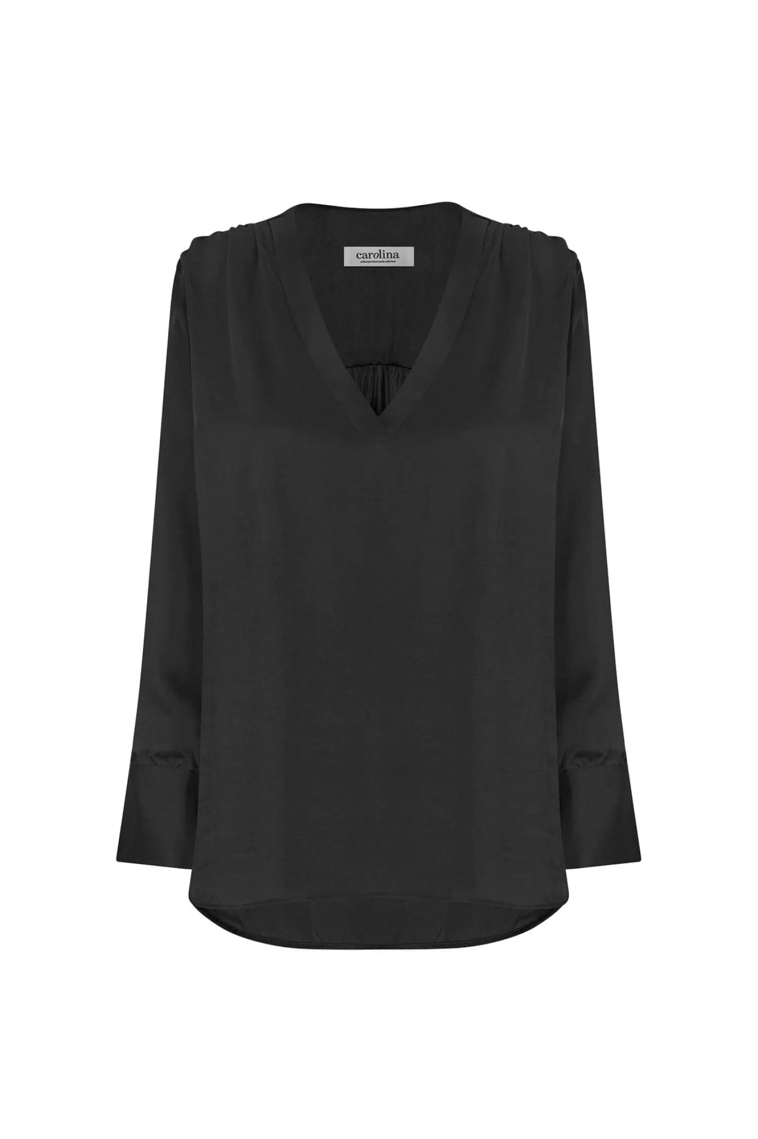 Best Sale Daniella V-Neck Long Sleeve Top Black Long Sleeve