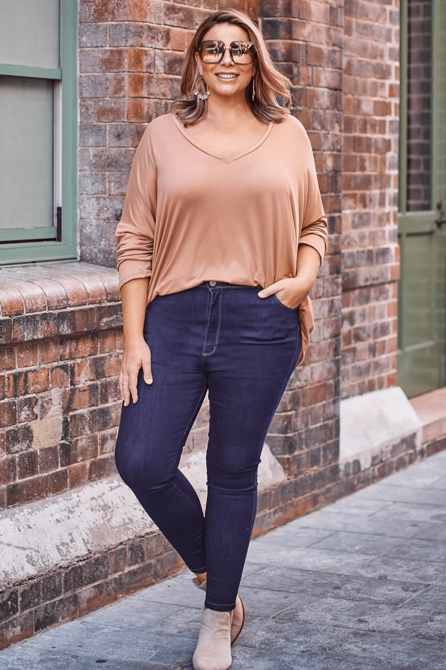 Best Erica Essential Long Sleeve Top Camel Long Sleeve