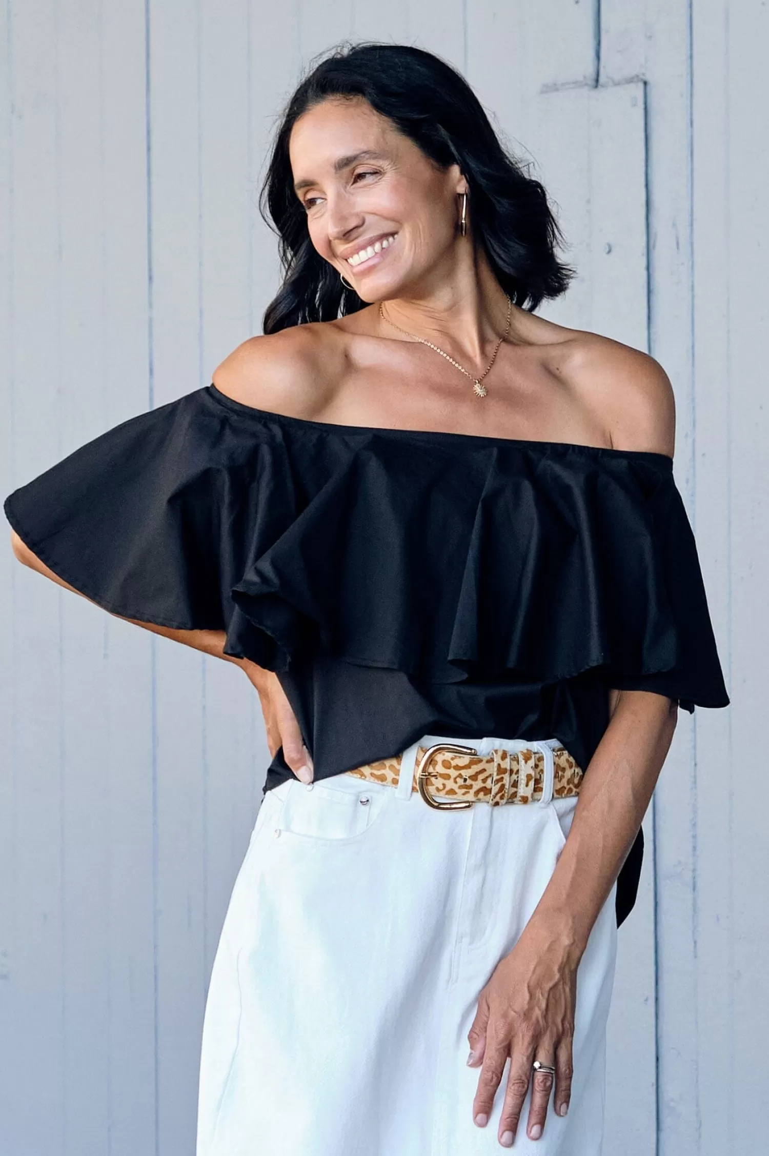 Sale Eva Off Shoulder Top Black Short Sleeve