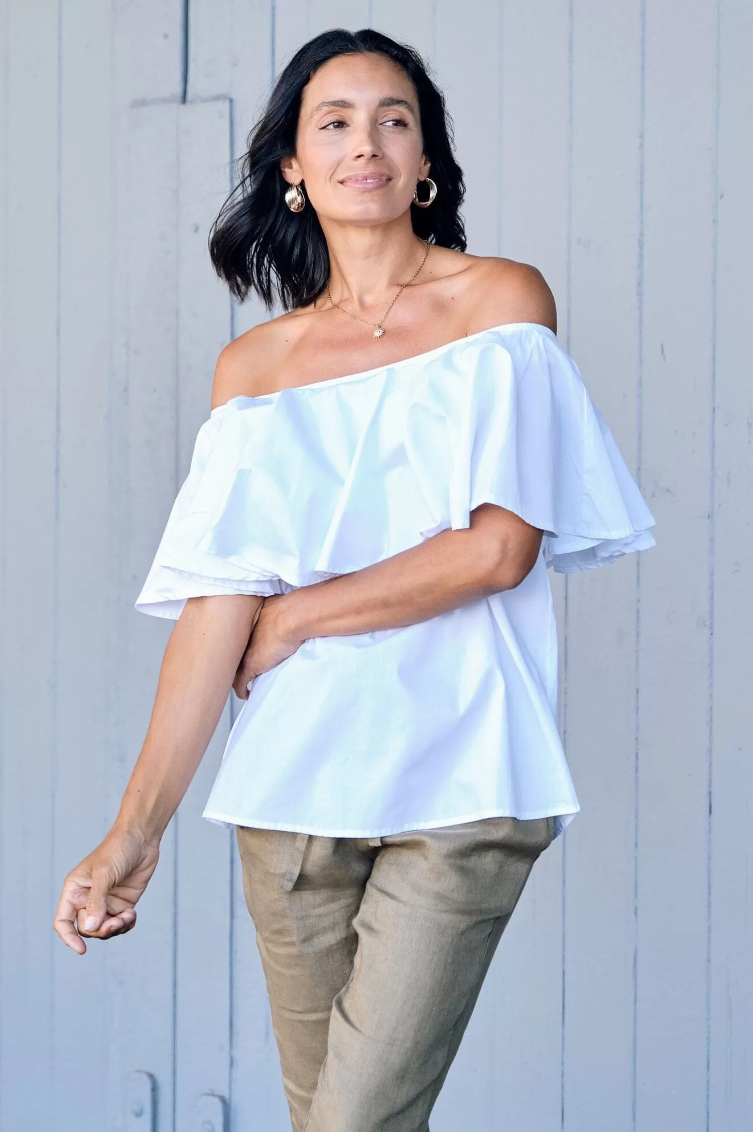 Flash Sale Eva Off Shoulder Top White Short Sleeve