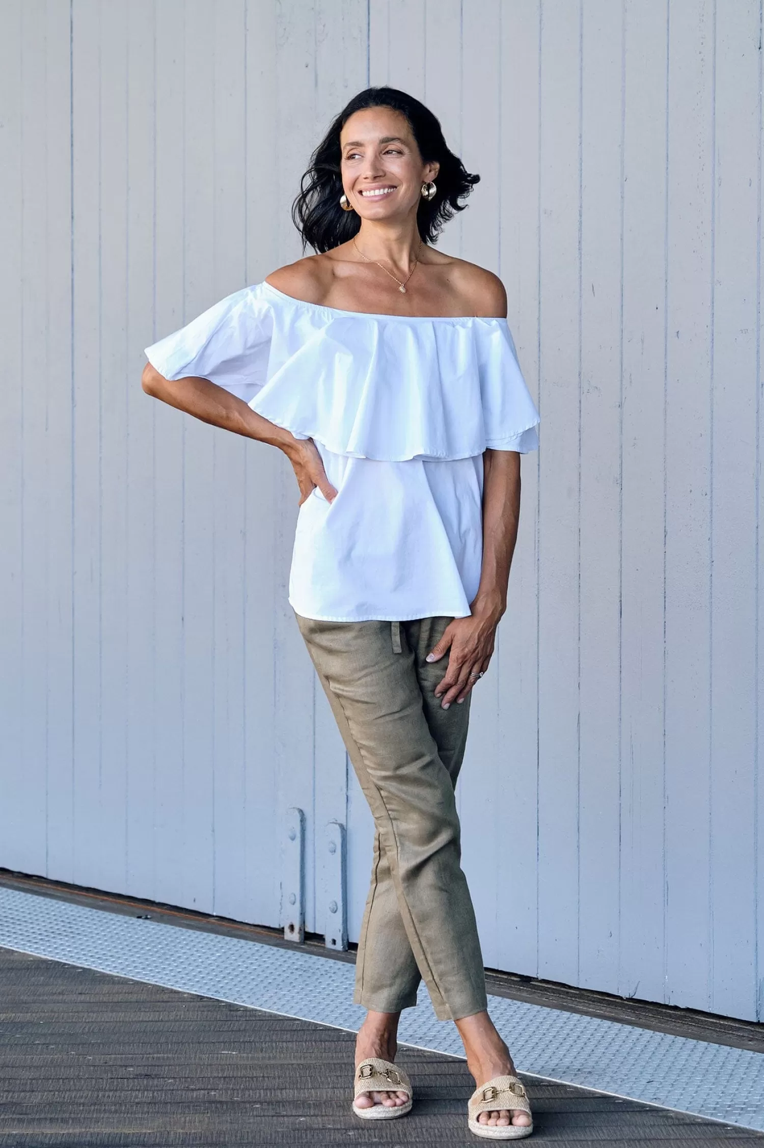 Flash Sale Eva Off Shoulder Top White Short Sleeve