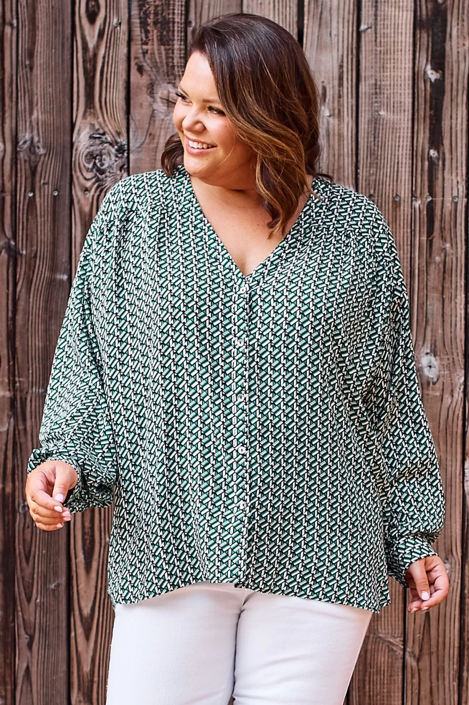 Flash Sale Florence Long Sleeve V-Neck Buttoned Top Long Sleeve