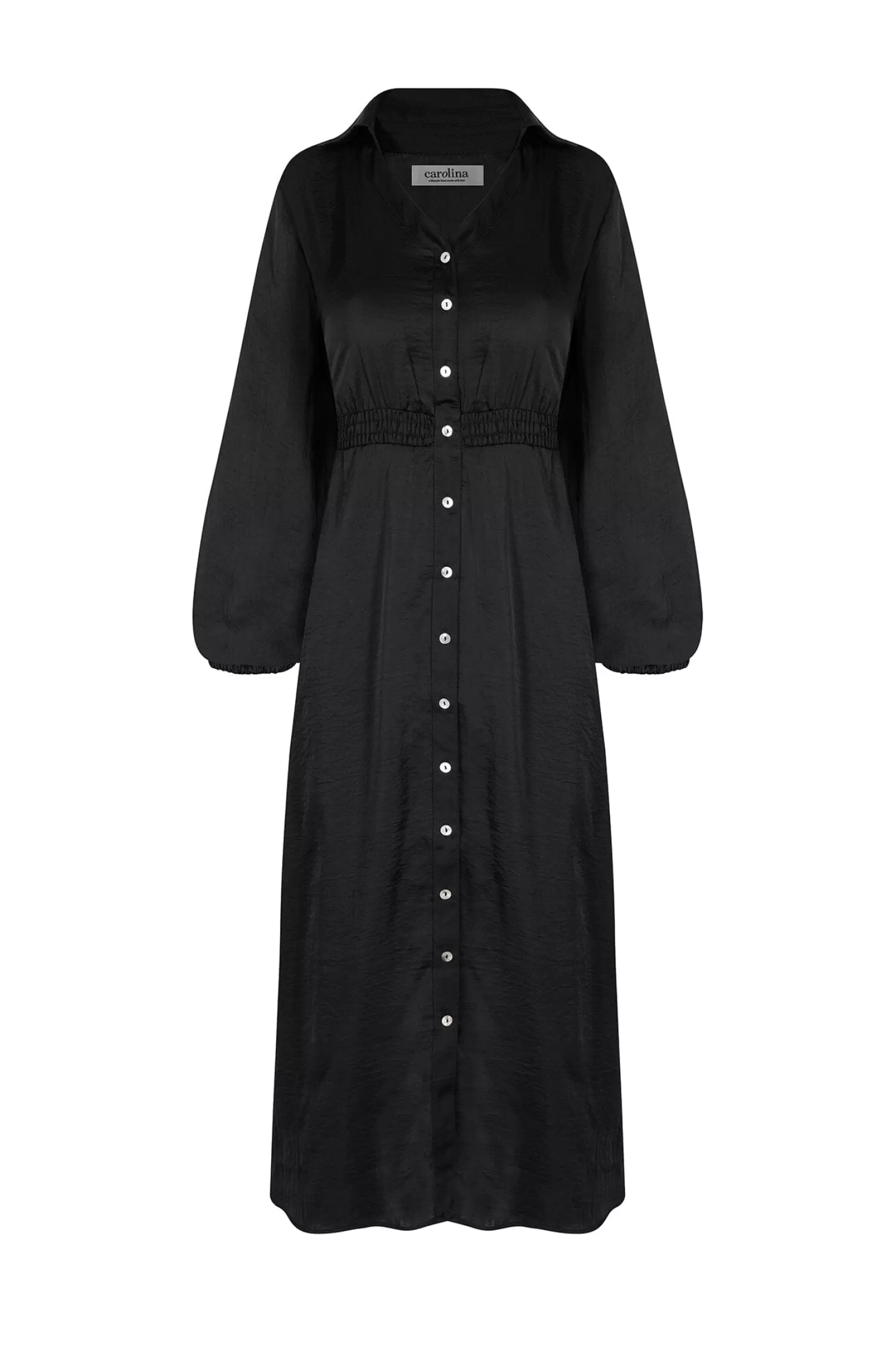 Store Georgina Long Sleeve Dress Black with Collar Long Sleeve