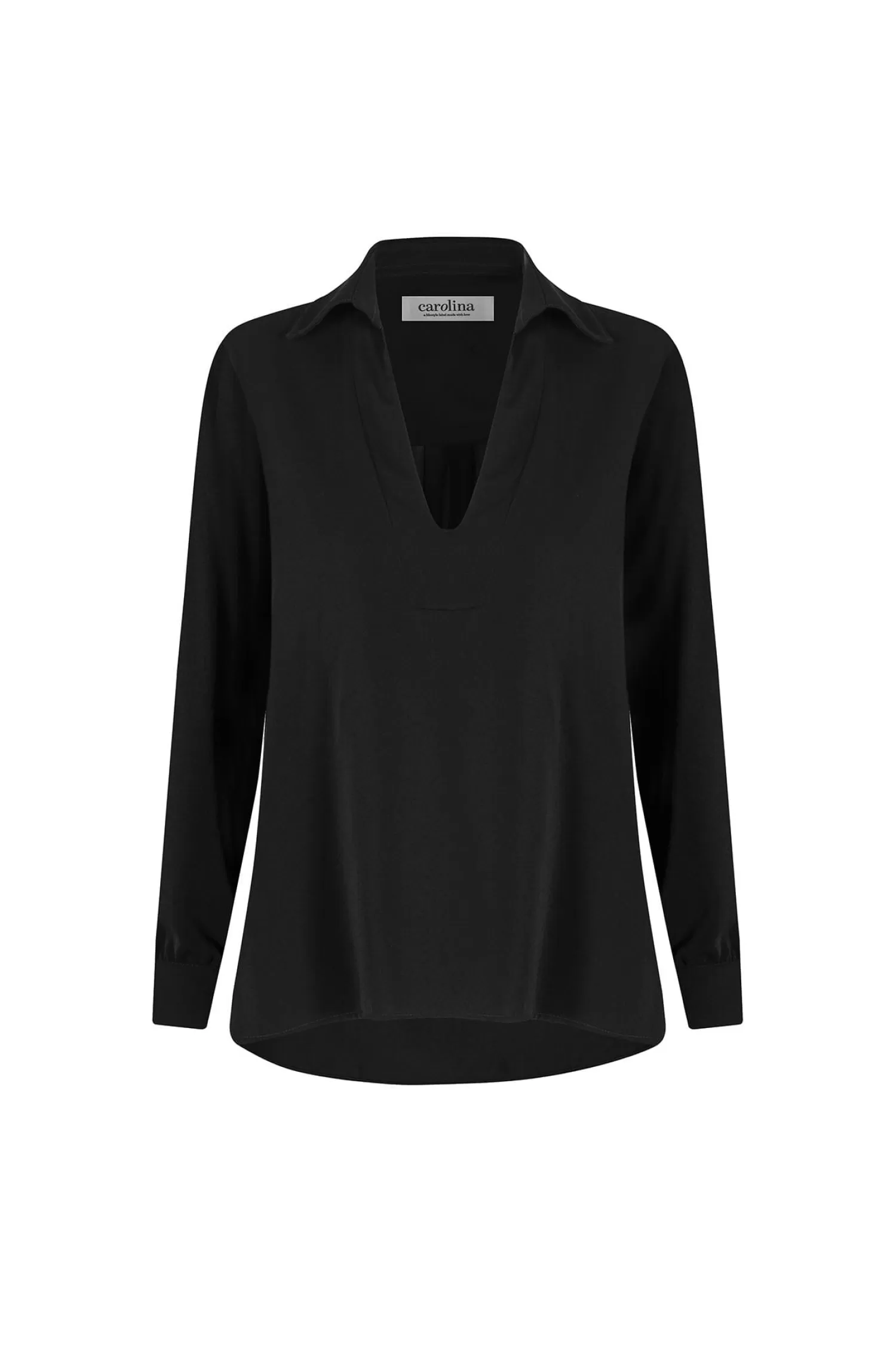 Outlet Gillian Collared Shirt Black Long Sleeve