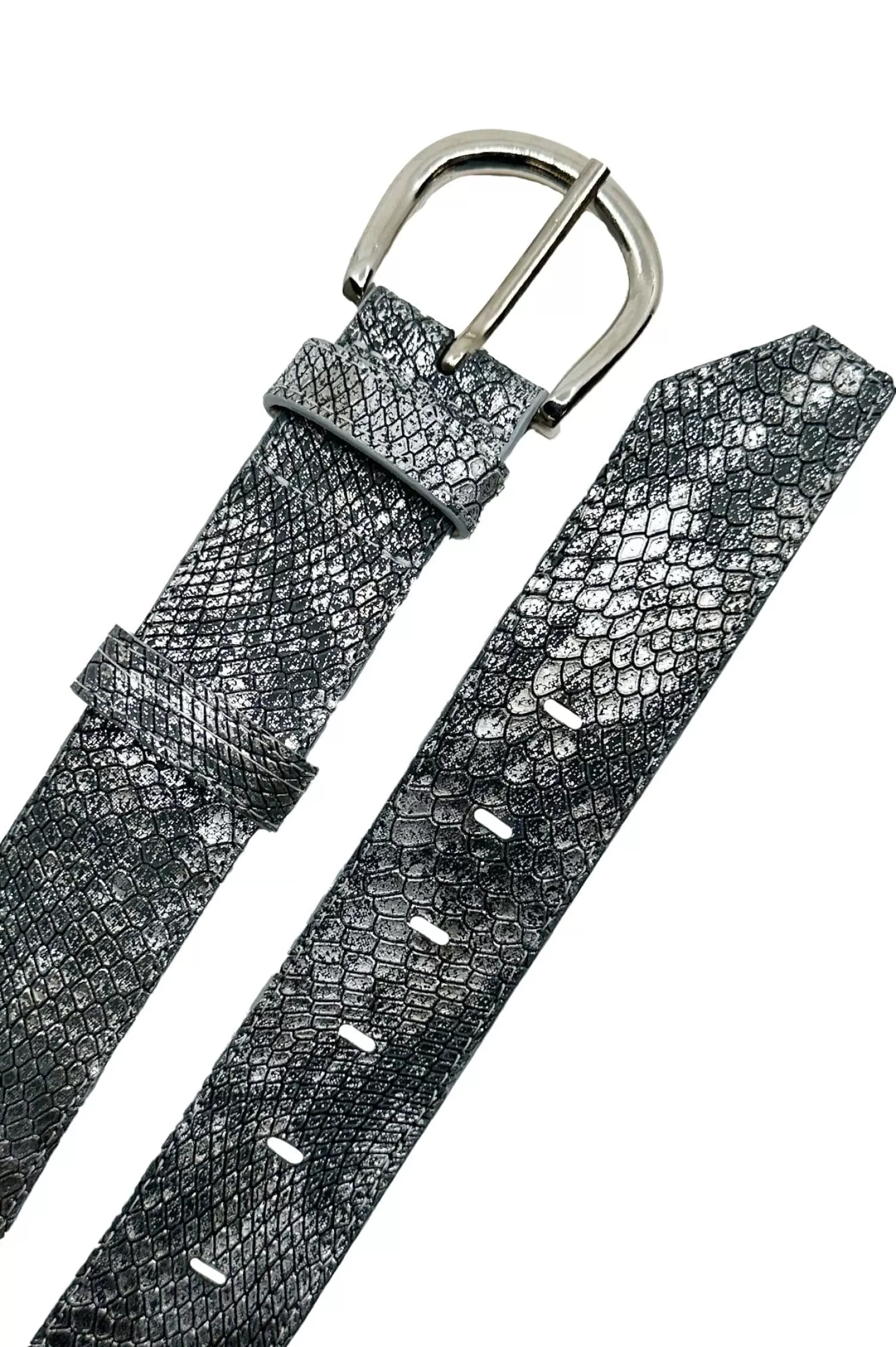 Best Sale Jeans Belt Metallic Grey Snake Print Belts | Belts