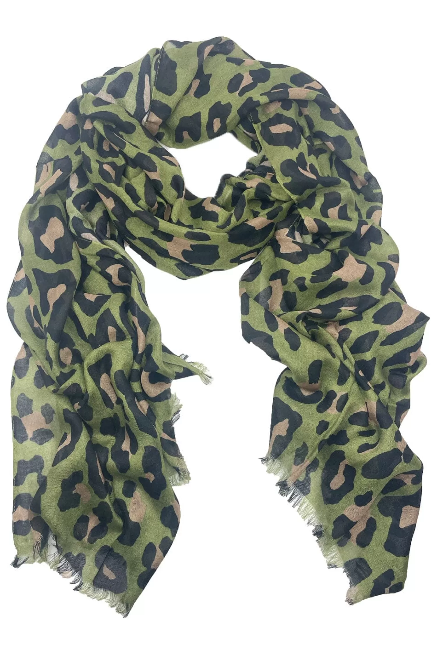 Fashion Kaya Animal Print Modal Scarf Olive Scarves