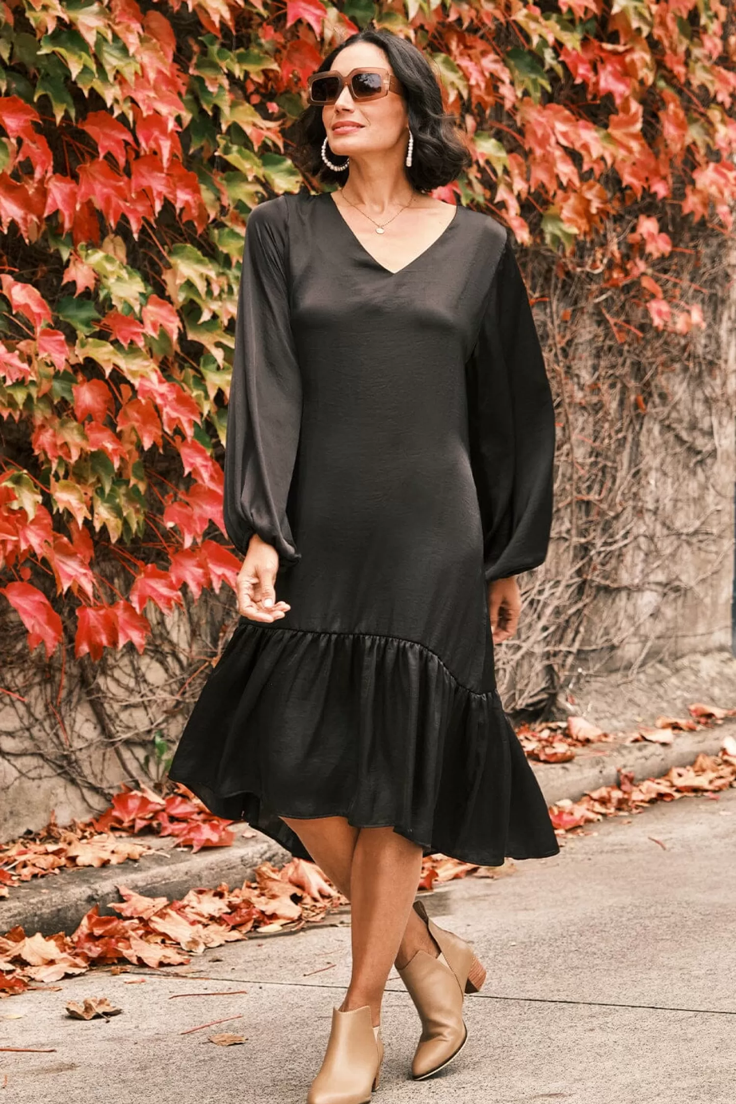 Sale Laurel Long Sleeve Dress Black Long Sleeve