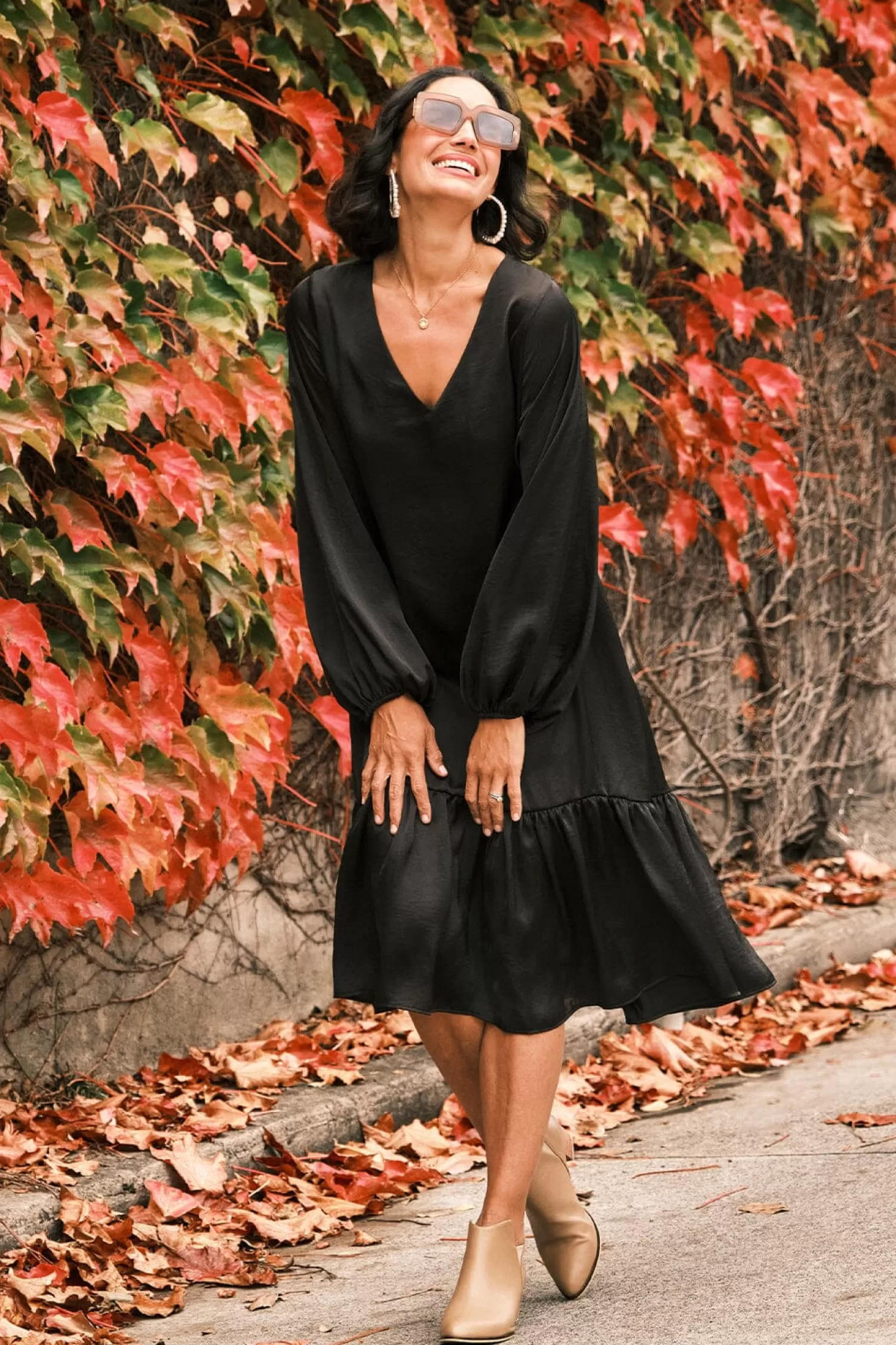 Sale Laurel Long Sleeve Dress Black Long Sleeve