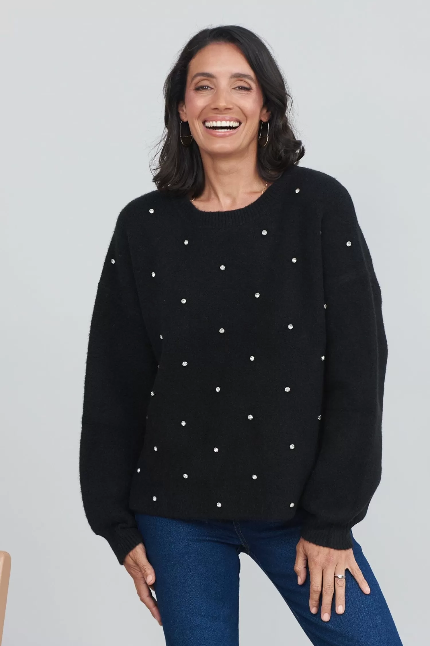 Online Lenya Diamante Jumper Black Knitwear