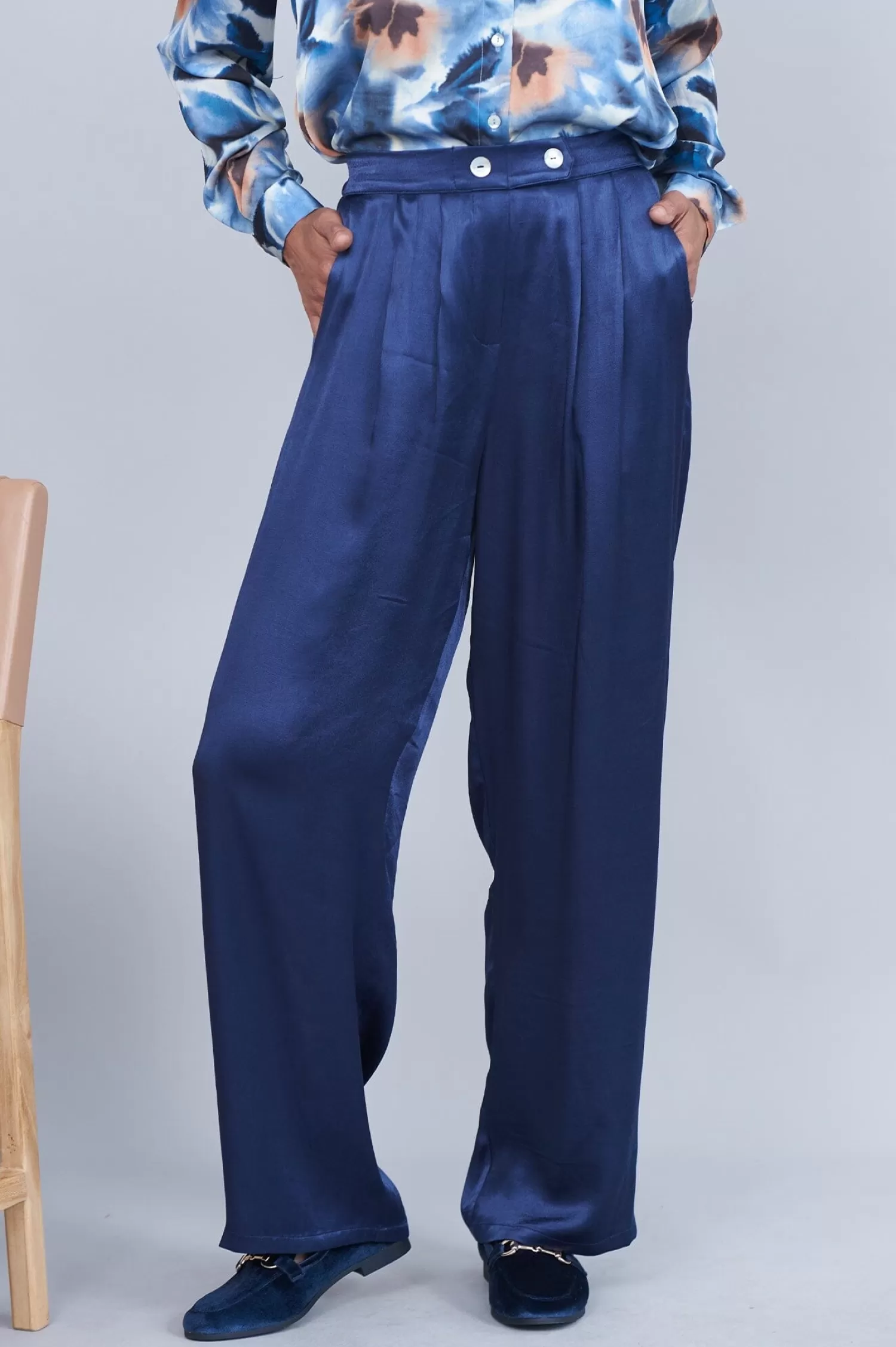 Hot Letitia Wide Leg Pants Navy Pants