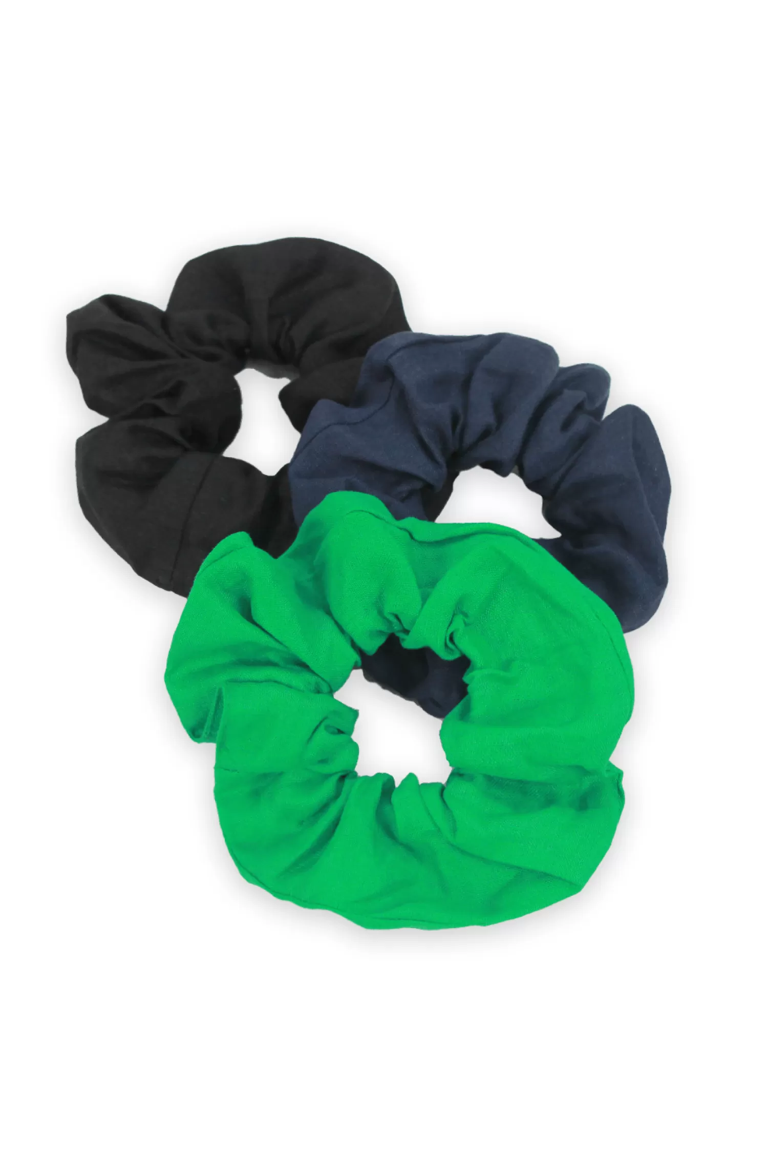 Best Linen Hair Scrunchies Black/ Emerald/ Navy Travel Accessories | Hair