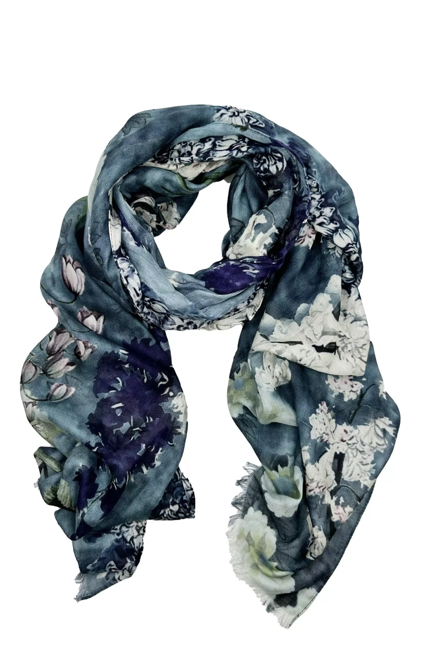 Shop Lissy Floral Modal Scarf Slate Blue Scarves