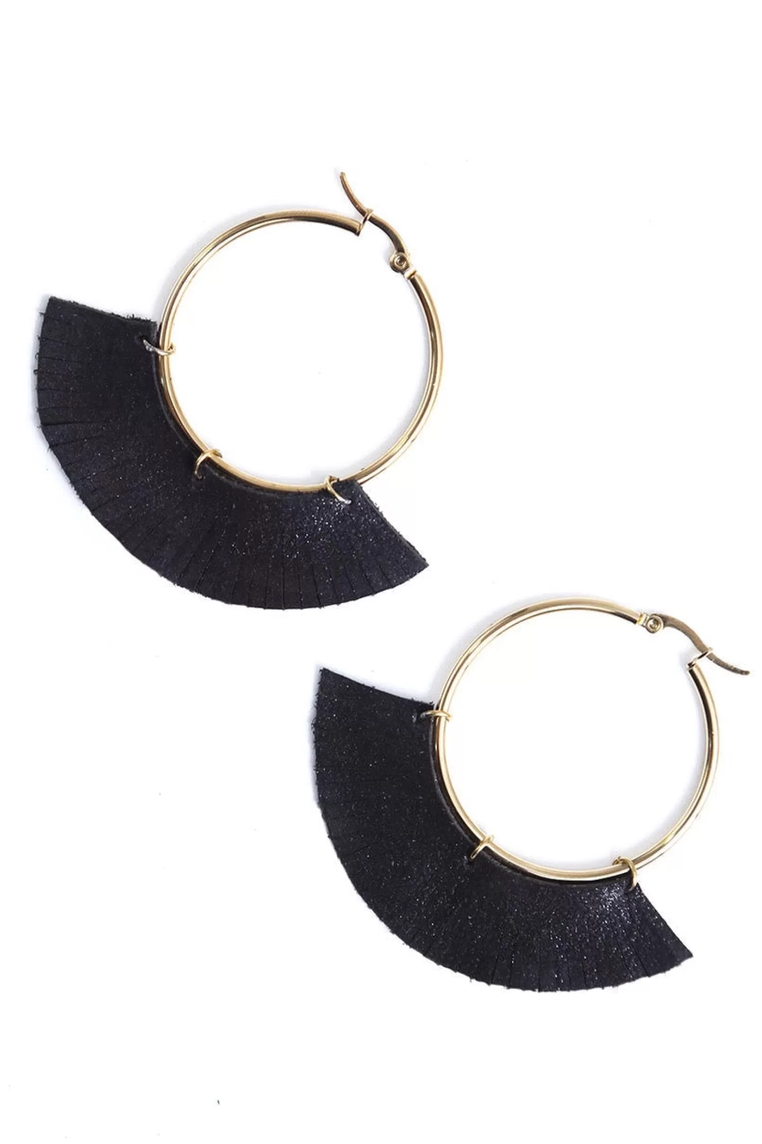 Shop Luna Hoop Earrings Black Metallic Earrings