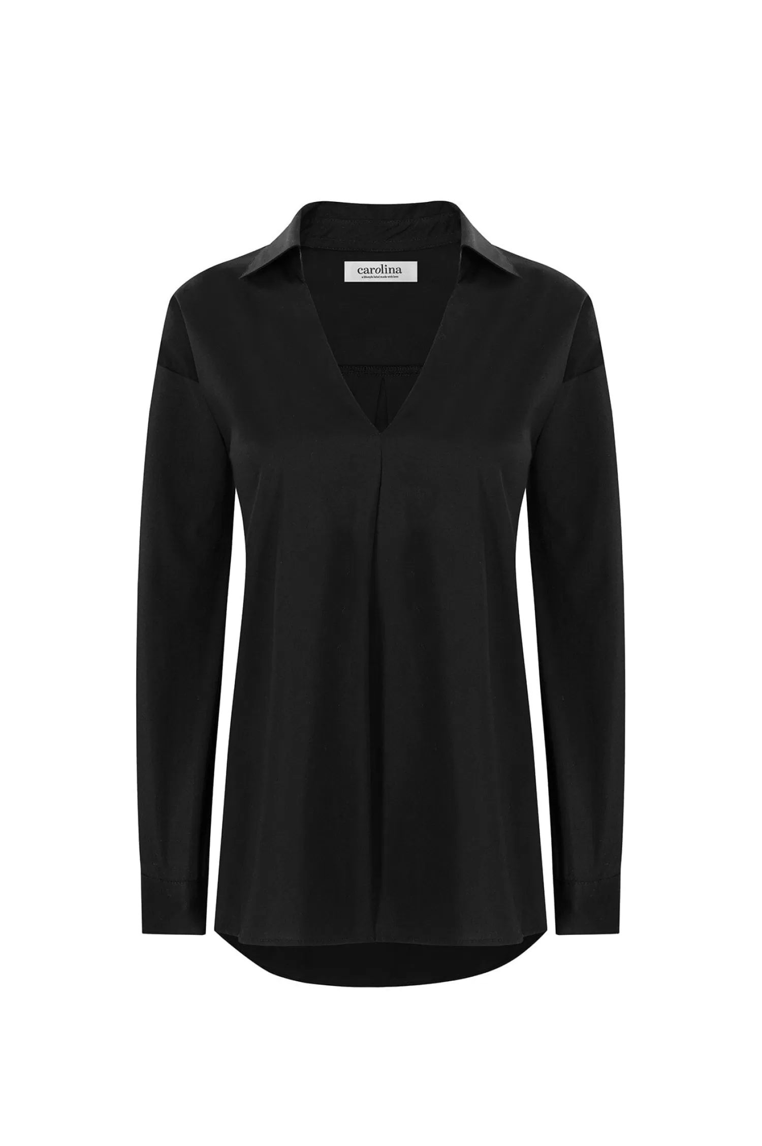 Online Lynette Collared Long Sleeve Shirt  Black Long Sleeve