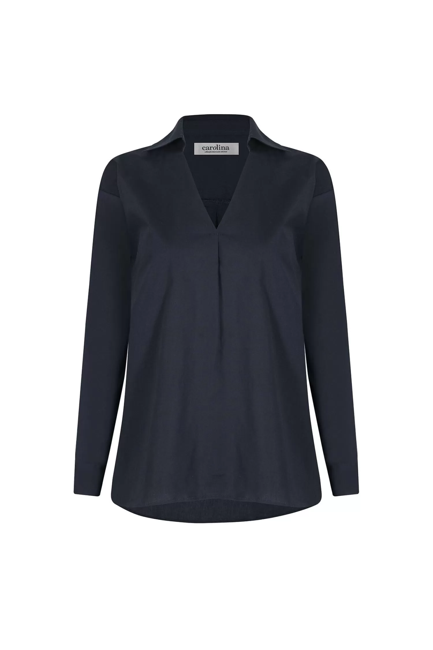 Outlet Lynette Collared Long Sleeve Shirt Navy Long Sleeve