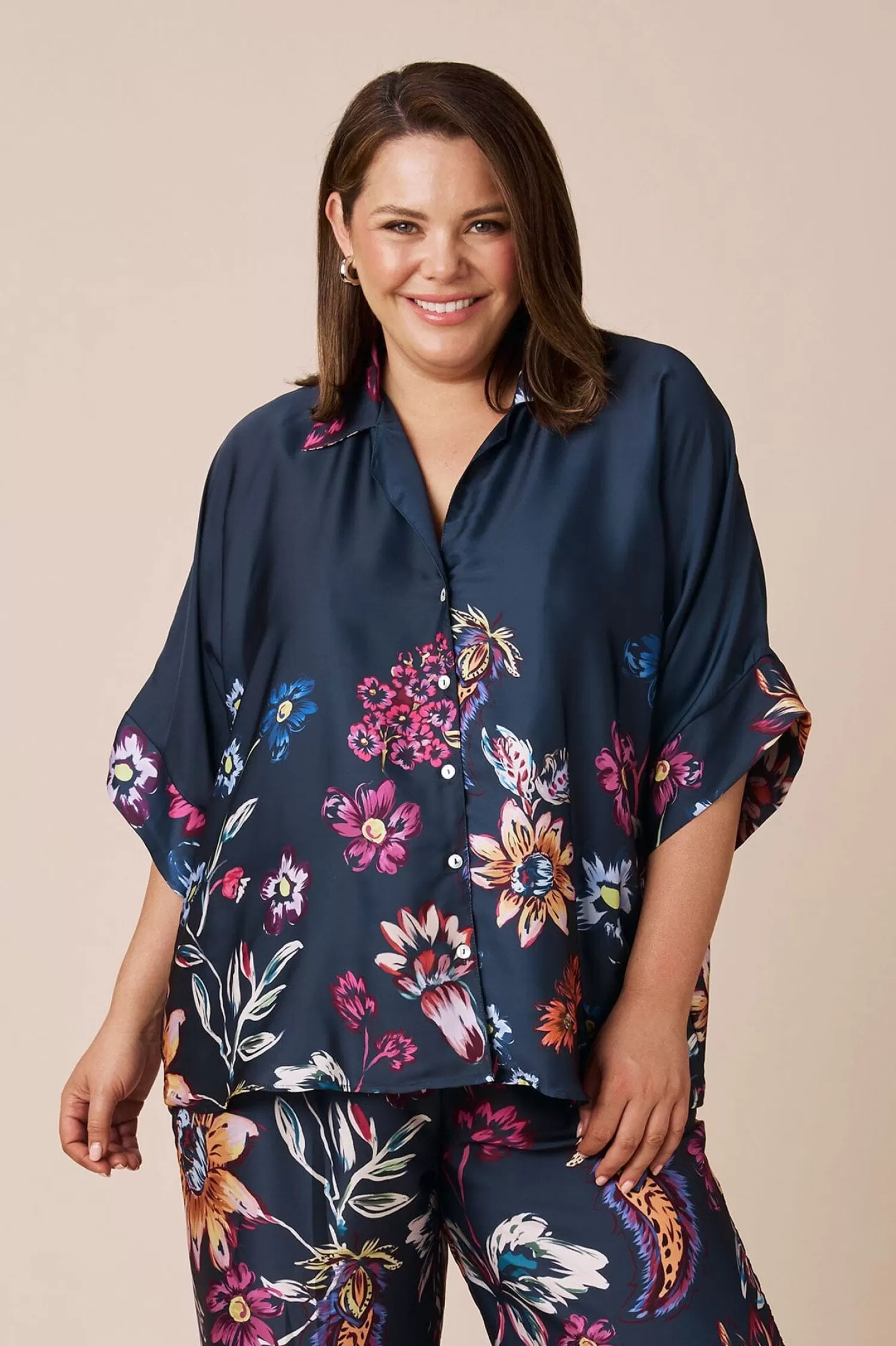 Shop Maya Floral Short Sleeve Collared Shirt Short Sleeve