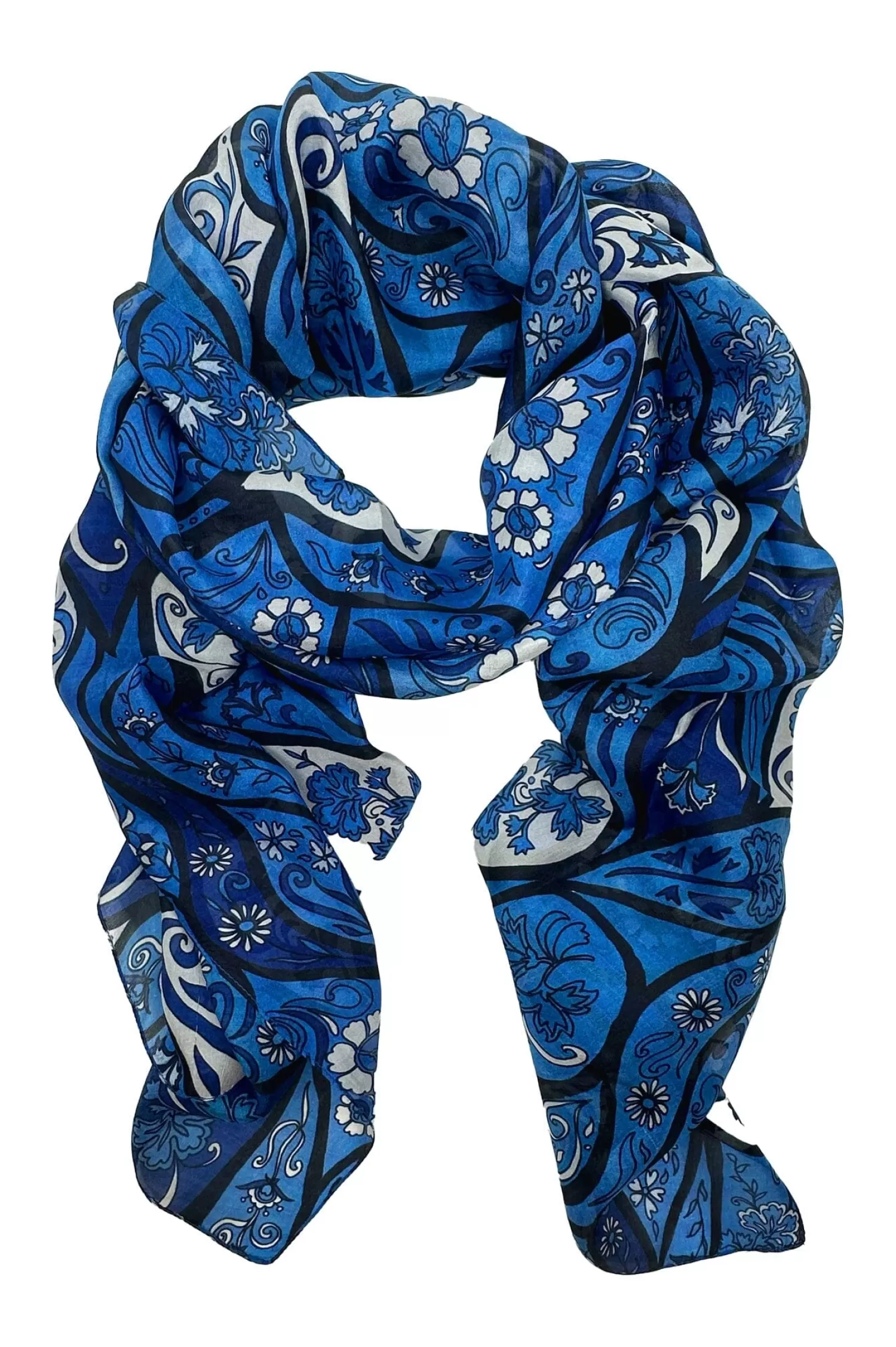 Discount Mira Silk Scarf Cobalt Scarves