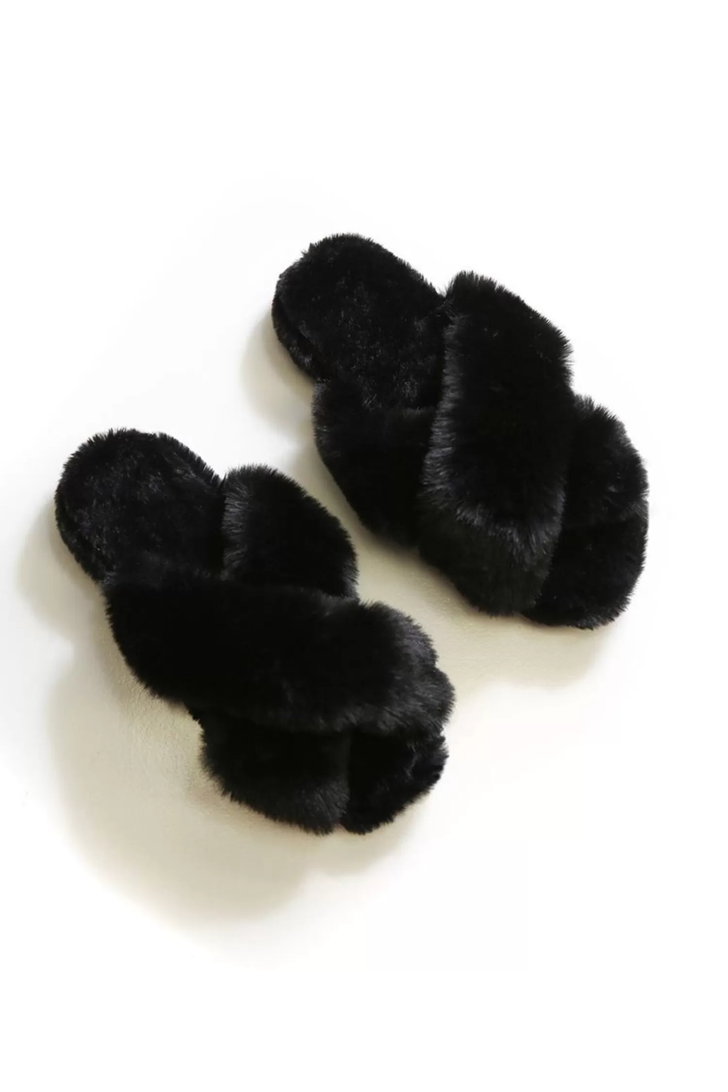 Cheap Nadia Fur Slipper in Black Slides And Sandles | Loungewear