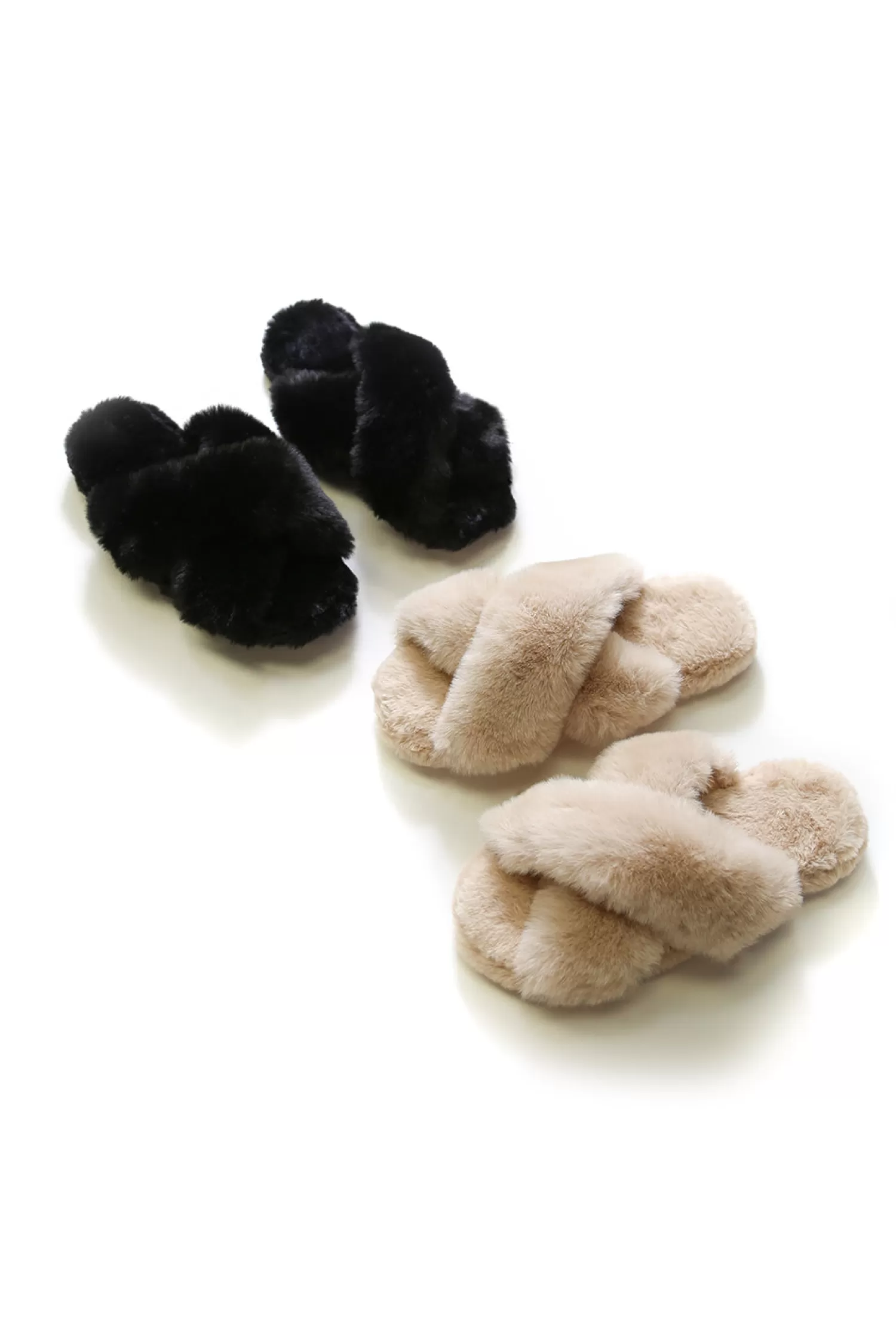 Cheap Nadia Fur Slipper in Black Slides And Sandles | Loungewear